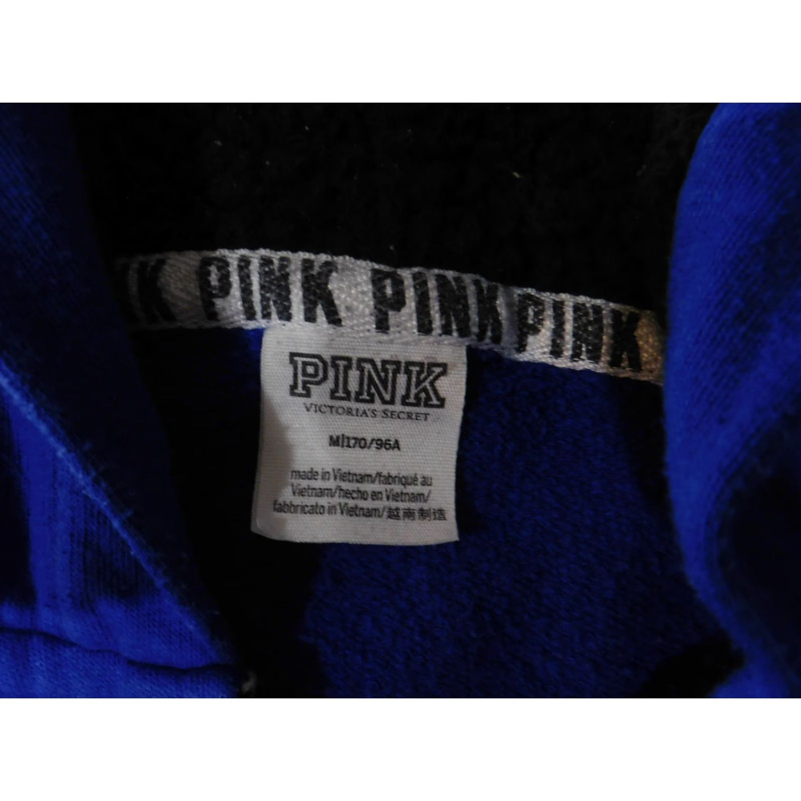 Pinko PINK Victoria's Secret Hoodie Womens Medium Blue White Teal Full Zip Colorblock Size M / US 6-8 / IT 42-44 - 6 Thumbnail