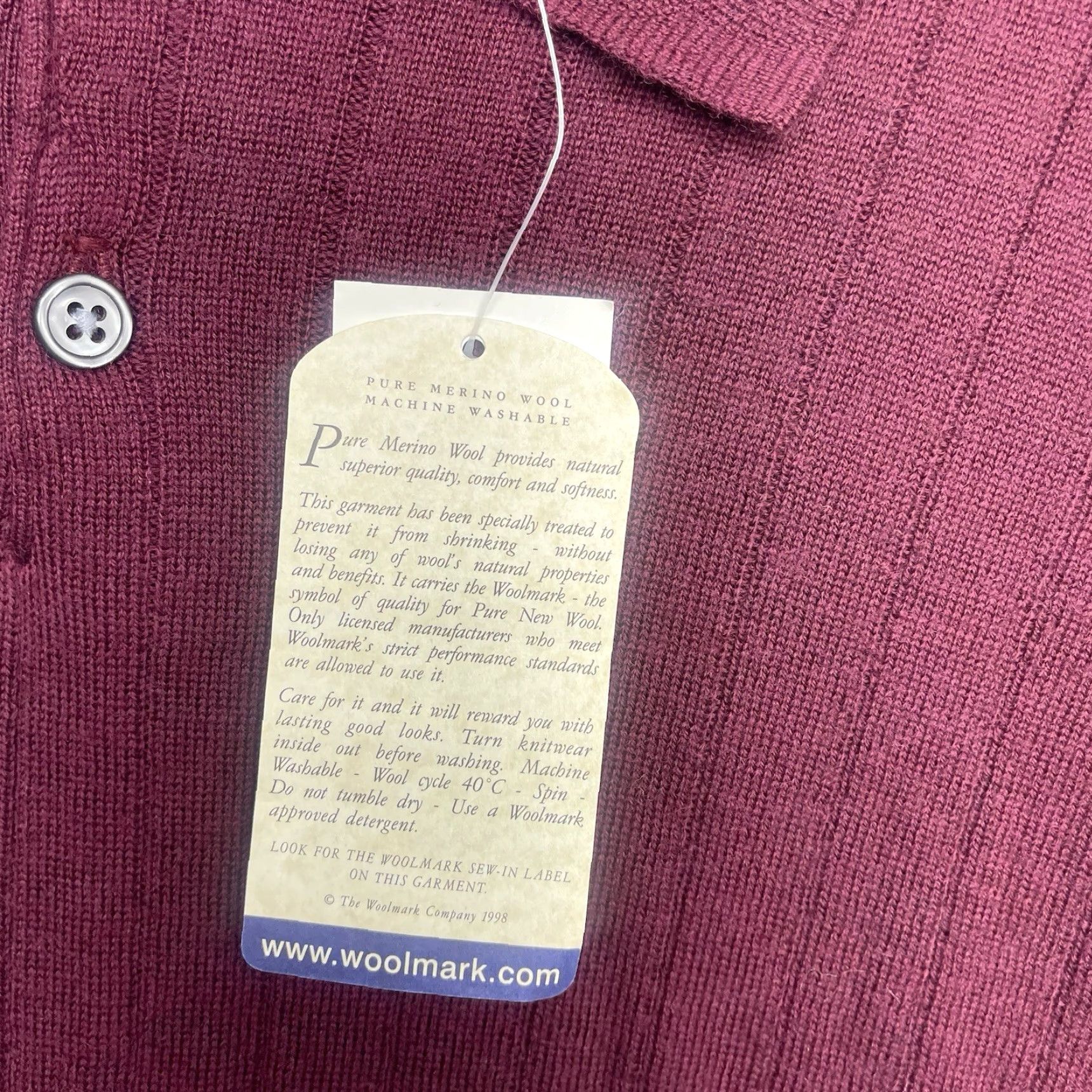 Vintage VINTAGE Merino Wool Sweater Mens XL Maroon Lightweight Henley Collared NWT Size US XL / EU 56 / 4 - 5 Thumbnail