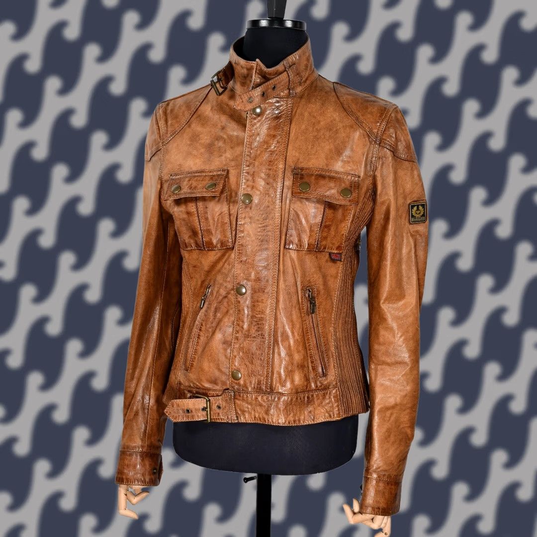 Belstaff Belstaff Jacket Women's Brown Leather Button Zip Size 44 Belstaff Leather Jacket Womens Brown Size 44 Regular XS? Size M / US 6-8 / IT 42-44 - 1 Thumbnail