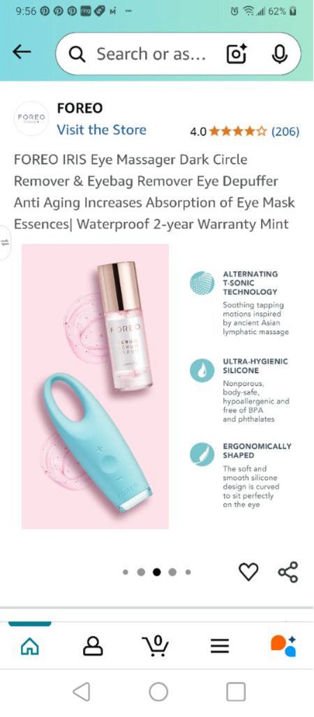 Lunya FOREO IRIS Illuminating Eye Massager in Mint NIP Size ONE SIZE - 2 Thumbnail