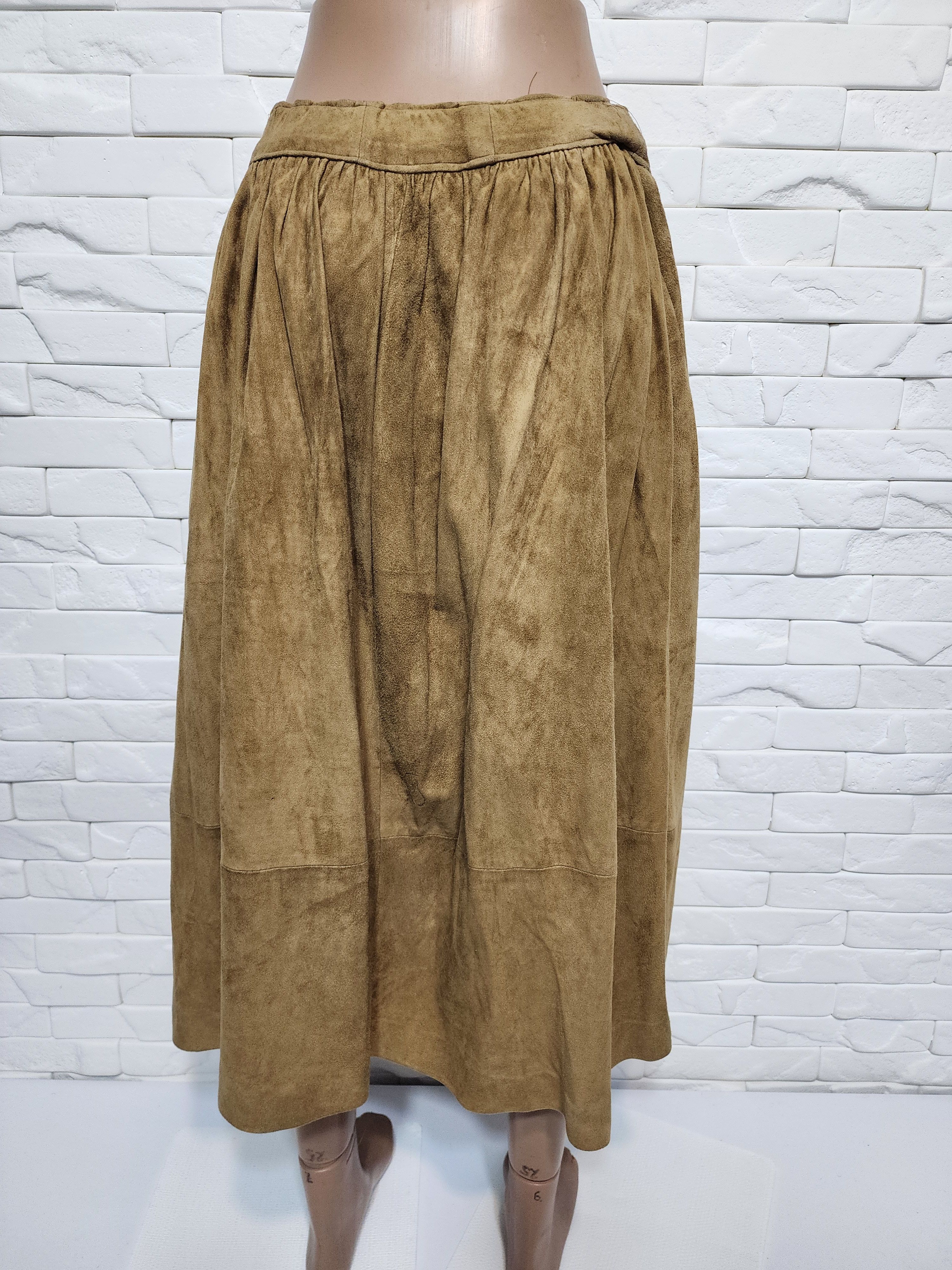 Genuine Leather Brown Suede Leather Skirt Size 30" / US 8 / IT 44 - 4 Thumbnail