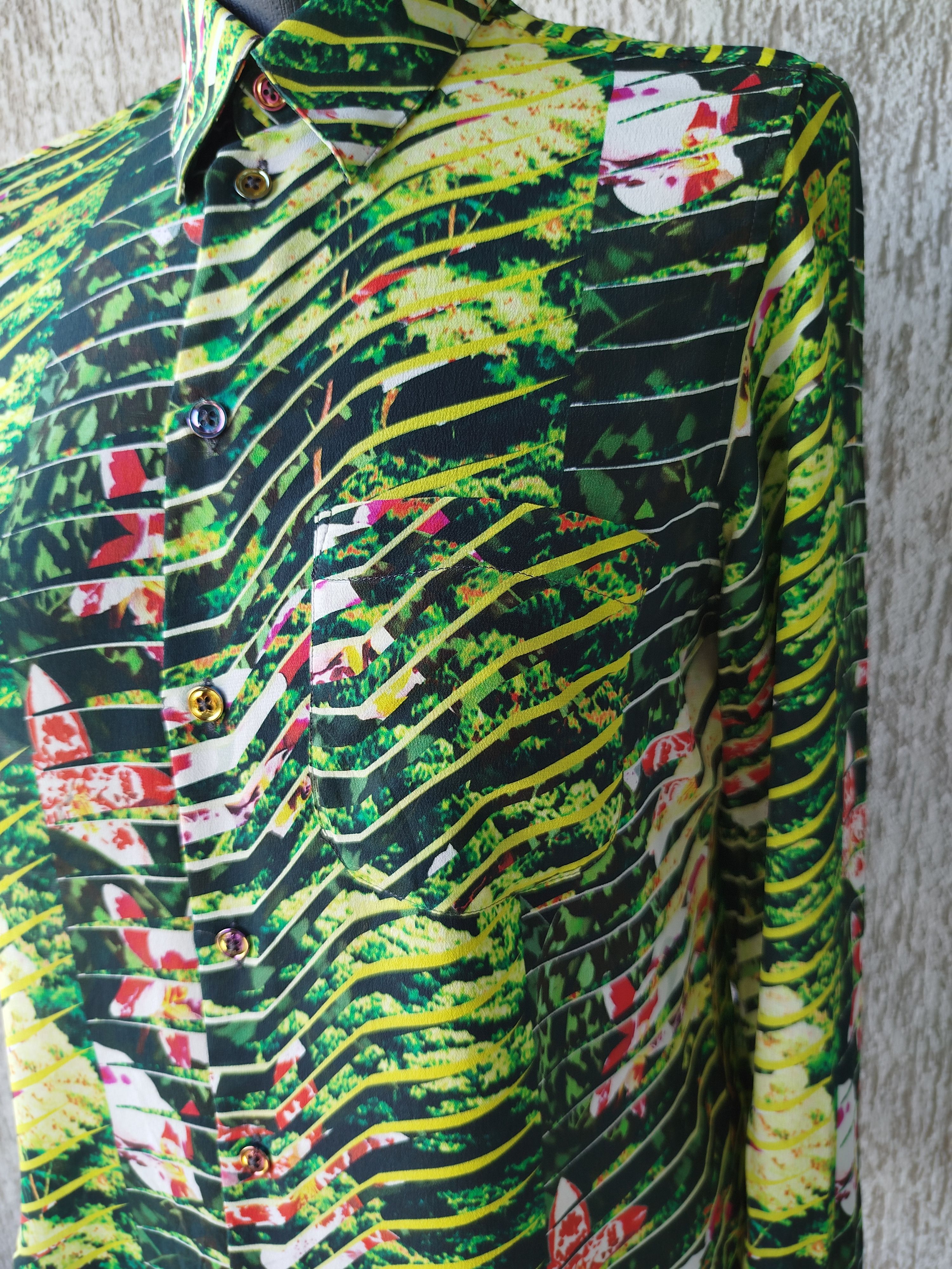 Kenzo Blouse Long Sleeve Tropical Floral 100% Silk Size 34/XS Size XS / US 0-2 / IT 36-38 - 4 Thumbnail