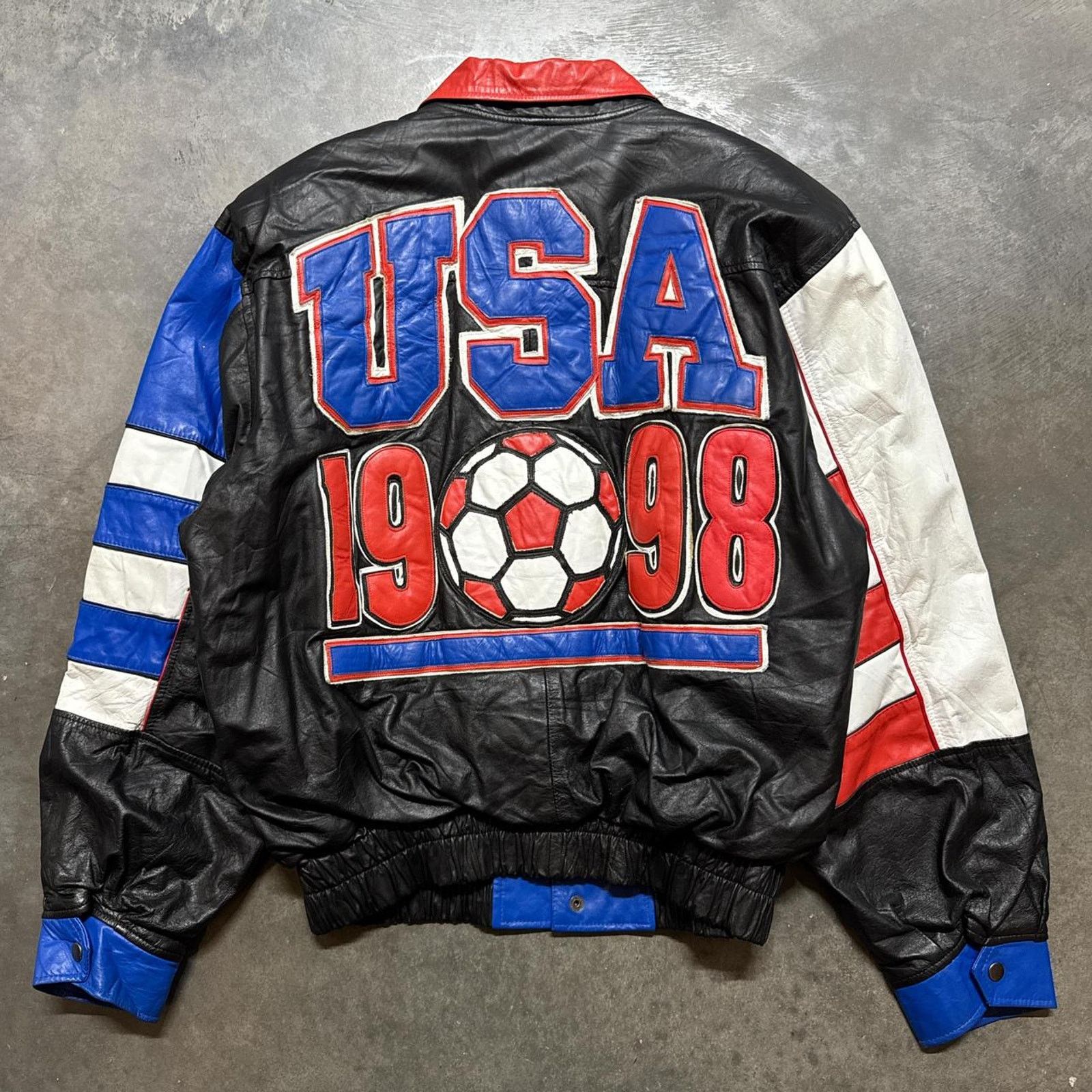 Vintage Vintage 90s Maziar FIFA World Cup 1998 USA Leather Jacket Size US M / EU 48-50 / 2 - 1 Thumbnail