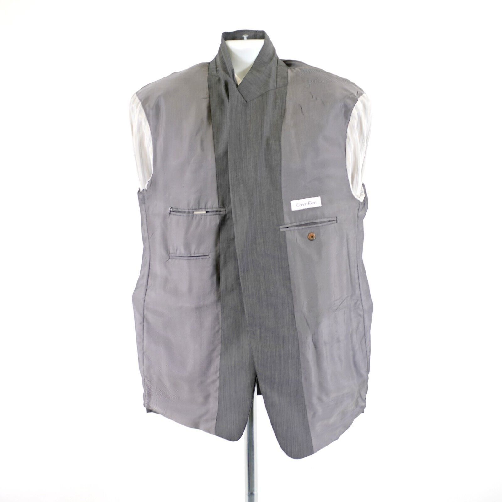 Calvin Klein Calvin Klein Wool Gray Birdesye Peak Lapel 44L Blazer 2 Butt Size 44L - 11 Thumbnail