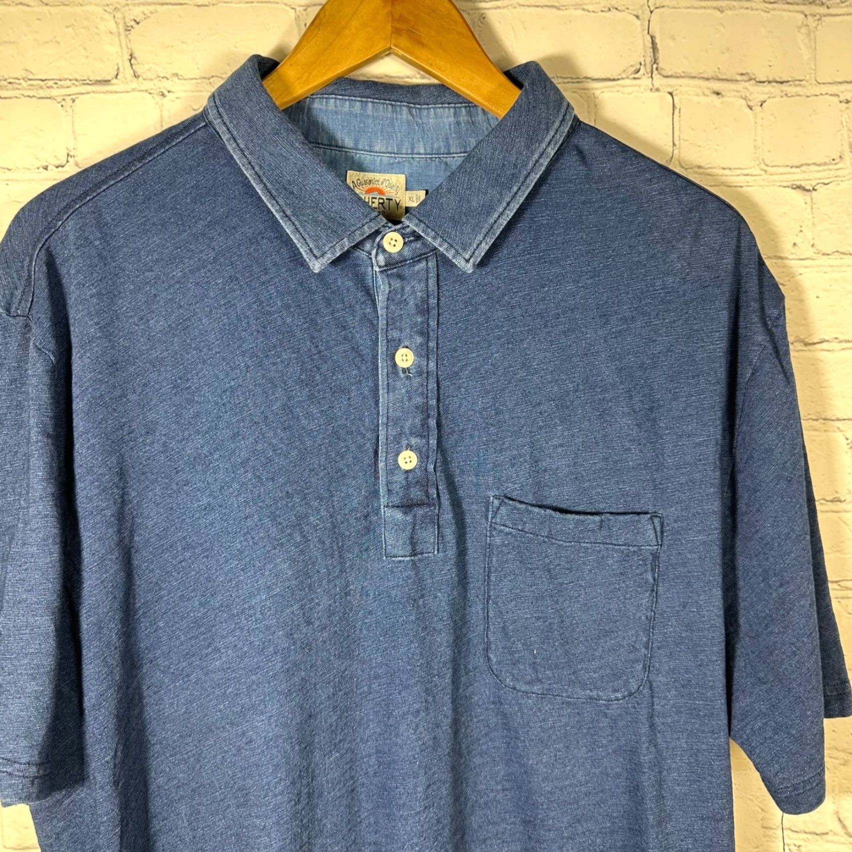 Faherty Faherty Indigo Polo Shirt XL Men Short Sleeve 100% Cotton Breathable Pocket Blue Jersey Collared Logo Vintage: No Size US XL / EU 56 / 4 - 2 Thumbnail