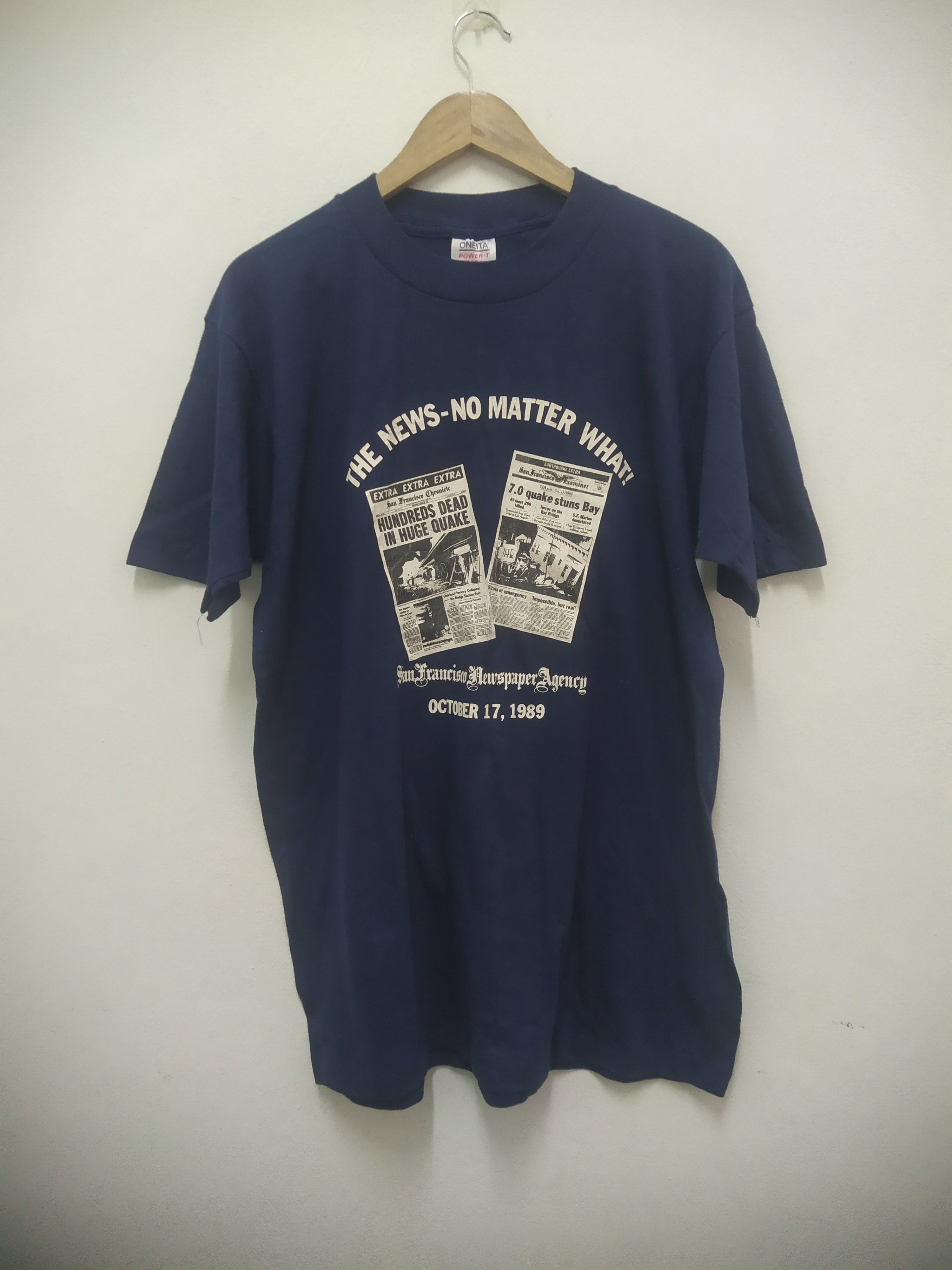 Vintage 🔥Oneita Tag 90's San Francisco Newspaper Agency Size US XL / EU 56 / 4 - 1 Thumbnail