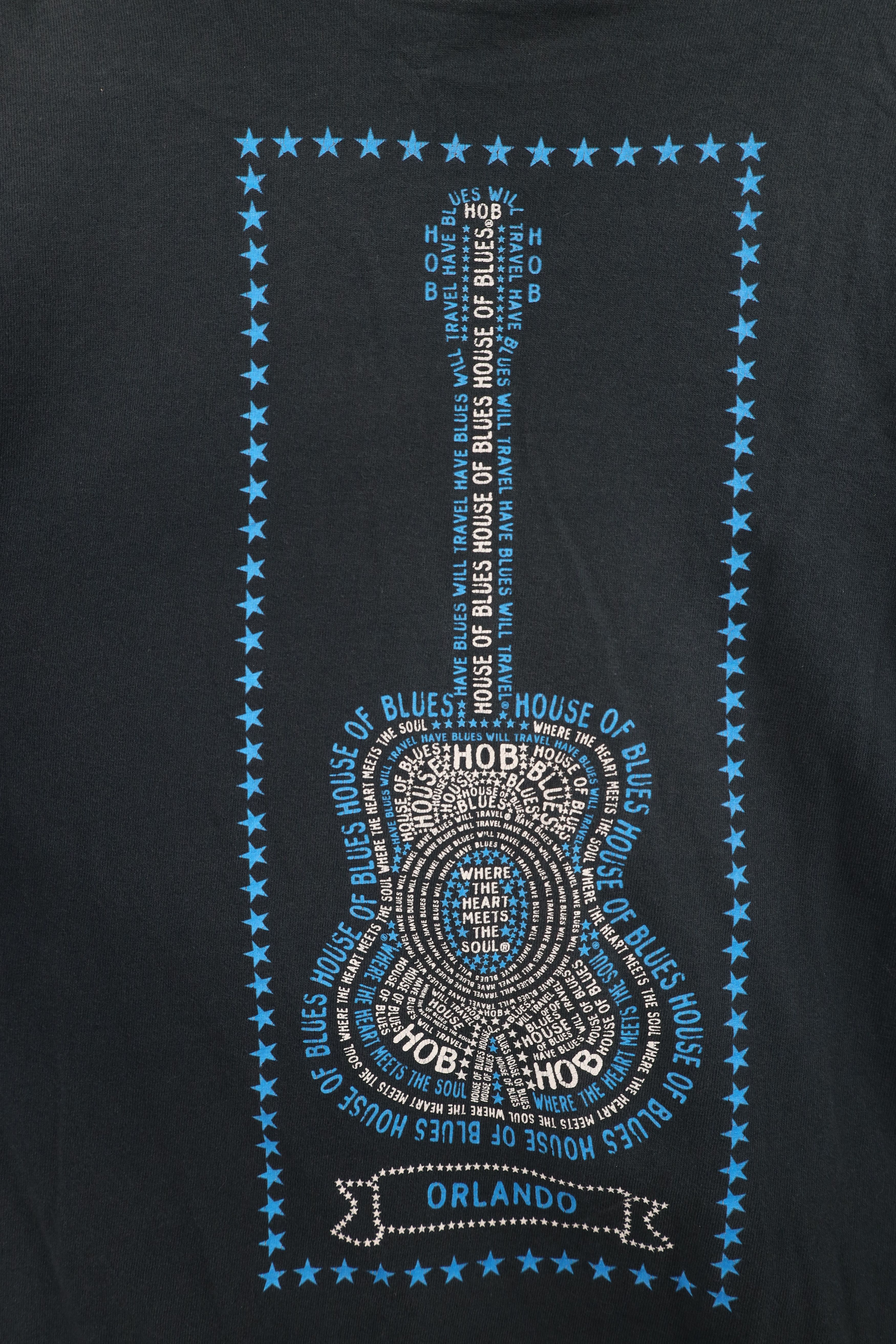 Vintage Vtg Y2K House of Blues Orlando Guitar Fire Heart T-Shirt Size US M / EU 48-50 / 2 - 9 Thumbnail