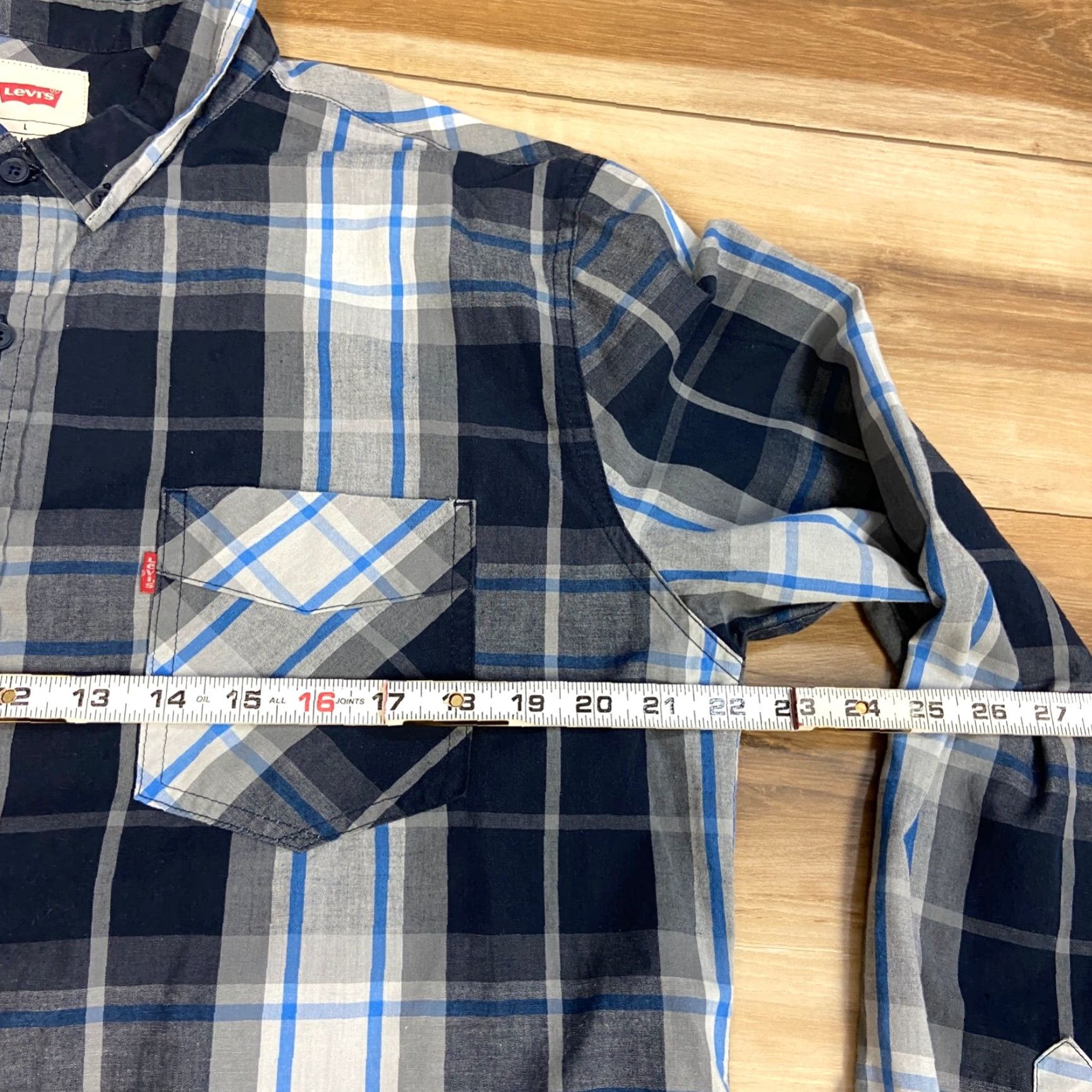 Levi's Levi's Shirt Mens Large Blue Plaid Cotton Twill Long Sleeve Button Down Pocket Size US L / EU 52-54 / 3 - 6 Thumbnail