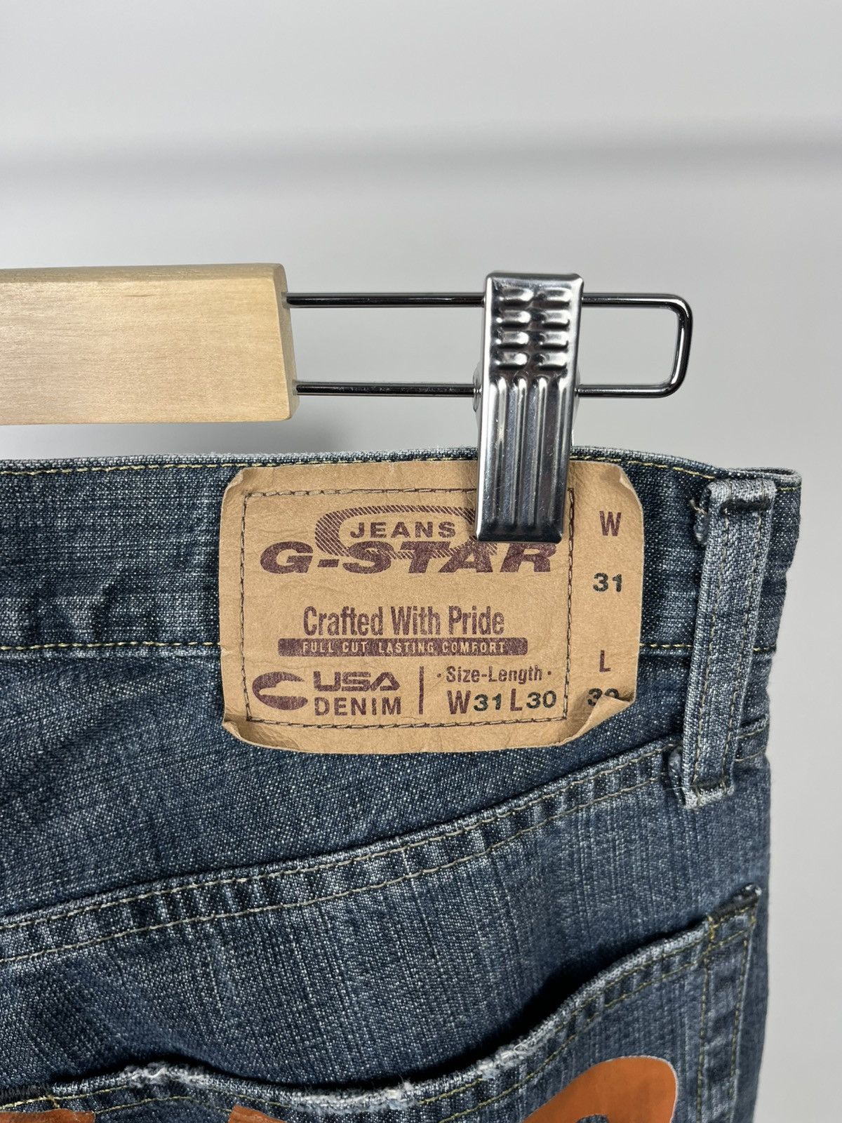 G-Star G Star Raw Jeans Custom Big Logo W31 L30 Blue Straight Fit Size US 31 - 7 Thumbnail