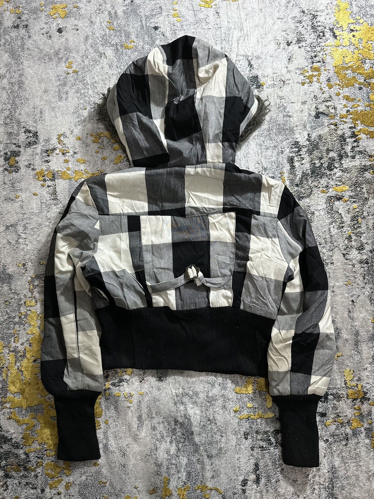 Japanese Brand LGB STYLE CRAZY CROPPED FUR HOODIE ZIP TARTAN JACKET Size S / US 4 / IT 40 - 6 Thumbnail