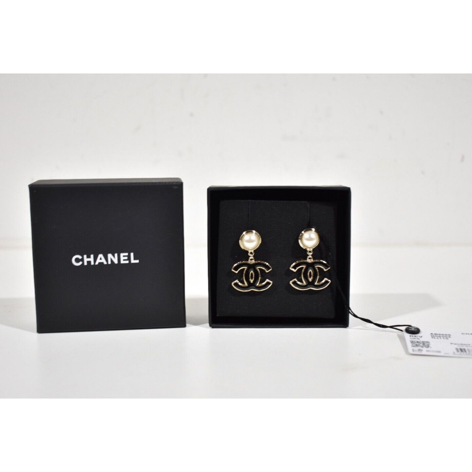 Chanel Chanel Pendant Gold Black Pearly White Stud Drop Earrings Size ONE SIZE - 2 Thumbnail