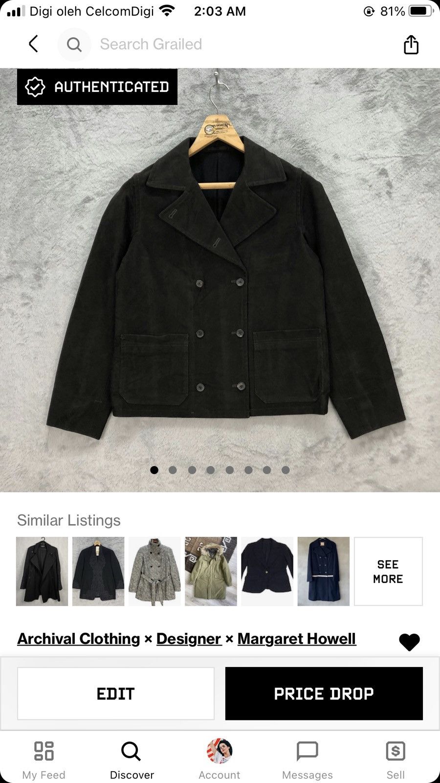 Margaret Howell MARGARET HOWELL ENGLAND WOOL DOUBLE BREASTED COAT #5739-204 Size S / US 4 / IT 40 - 9 Thumbnail