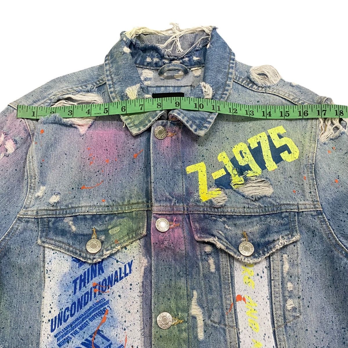 Zara Zara Distressed Denim Trucker Painted Jacket M Size Size US M / EU 48-50 / 2 - 20 Thumbnail