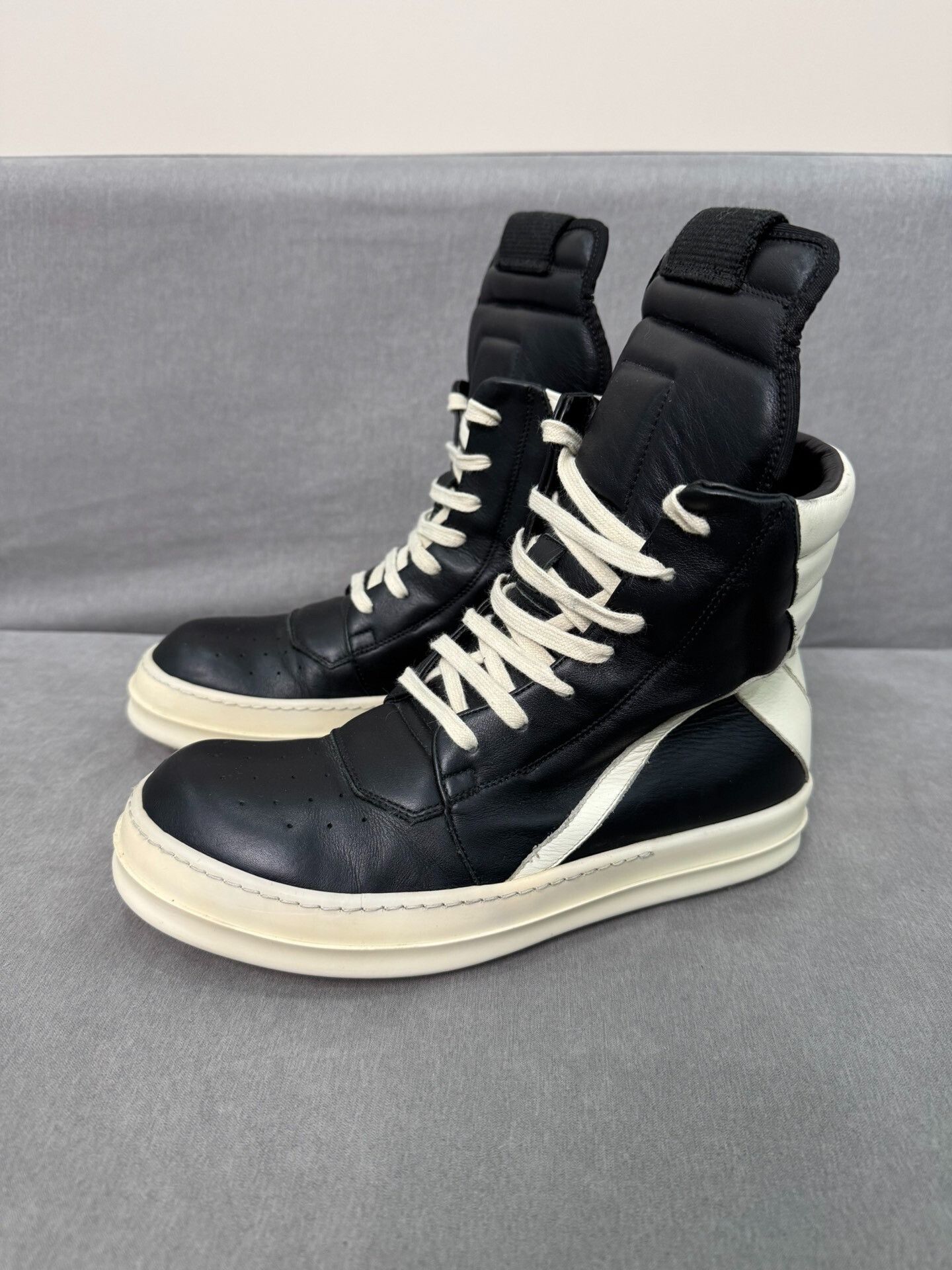 Rick Owens rick owens black and white high-top sneakers Size US 7 / EU 40 - 1 Thumbnail