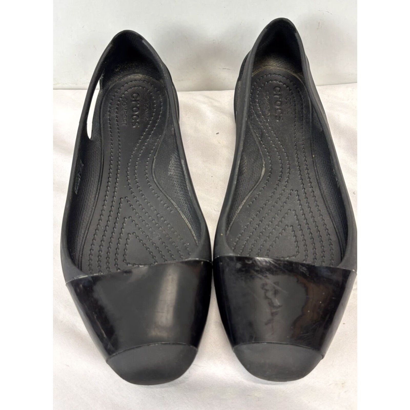 Crocs Crocs Black Sienna Shiny Cap Toe Comfort Ballet Flats Women Size 8 Size ONE SIZE - 3 Thumbnail