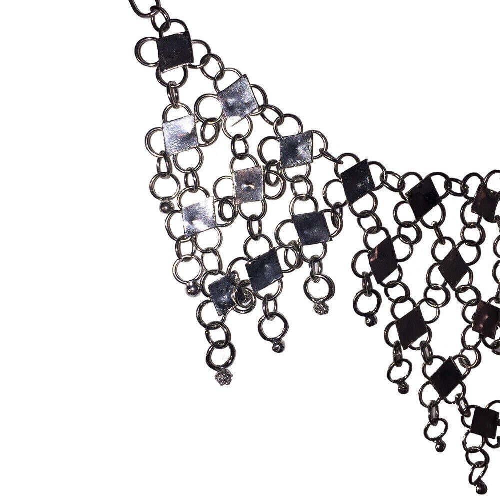 Handmade Mexican Hand Made Sterling Silver Bib Dangle Necklace Size ONE SIZE - 5 Thumbnail