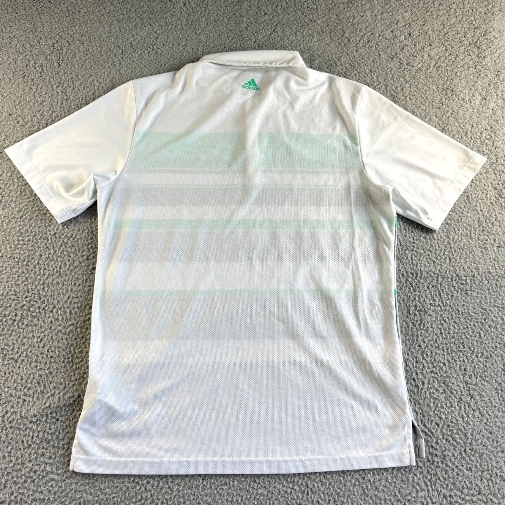 Adidas Adidas Polo Shirt Mens Medium White Gray Green Striped Climacool Golf Stretch Shirt Size US M / EU 48-50 / 2 - 2 Thumbnail