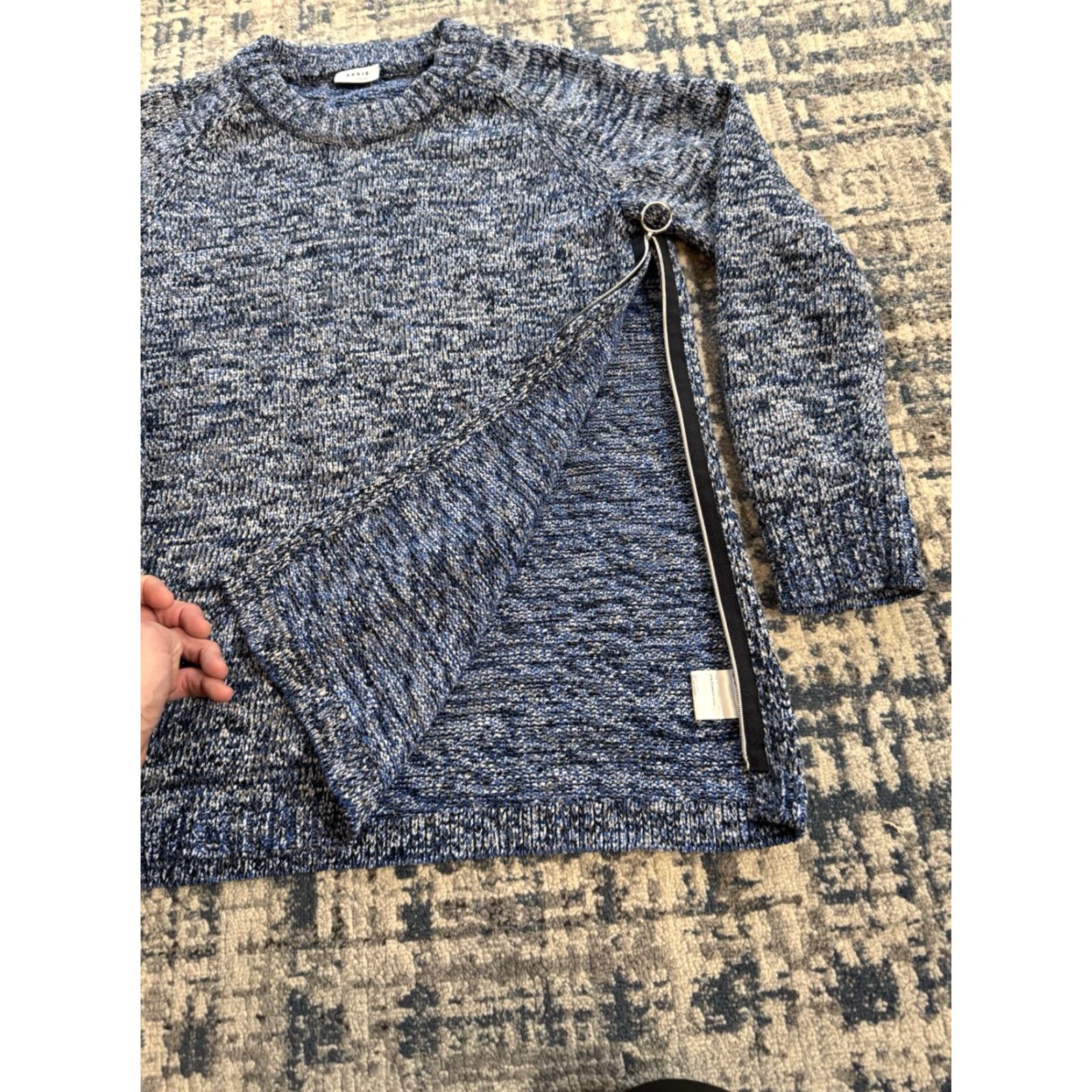 Akris VINTAGE AKRIS PUNTO Blue Knit Side Zip Pullover Sweater Women’s Size 10 US Crew Neck Long Sleeve Cotton Nylon Zipper Designer Size L / US 10 / IT 46 - 4 Thumbnail