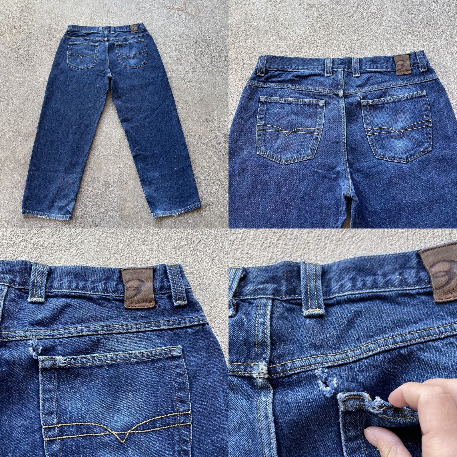 Anchor Blue VINTAGE Anchor Blue Jeans 36x32 Baggy Distressed Denim Pants 90s Grunge Mens Size US 36 / EU 52 - 8 Thumbnail