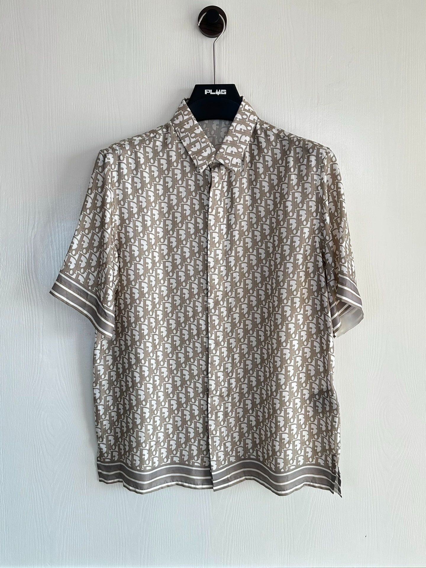 Dior Dior Champagne Gold Monogram Silk Short Sleeve Shirt Size US M / EU 48-50 / 2 - 1 Thumbnail