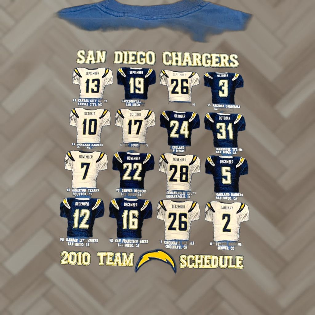 Reebok Reebok San Diego Chargers Schedule Shirt Mens M Blue Y2K Crew Necl 2010 12054 Size US M / EU 48-50 / 2 - 1 Thumbnail