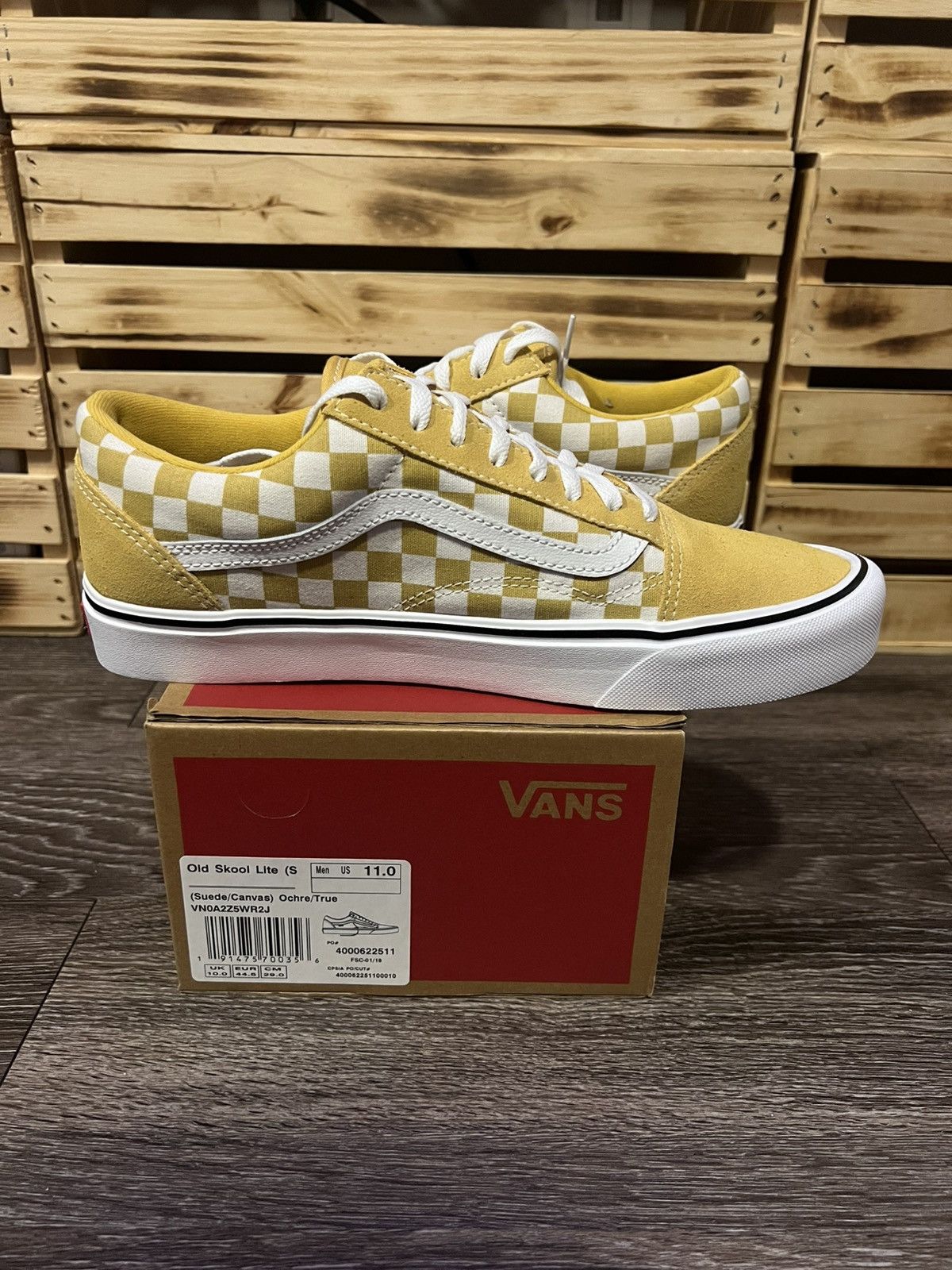 Vans Vans Old Skool Lite “Off The Wall” Ochre Yellow Checkerboard Size US 11 / EU 44 - 6 Thumbnail