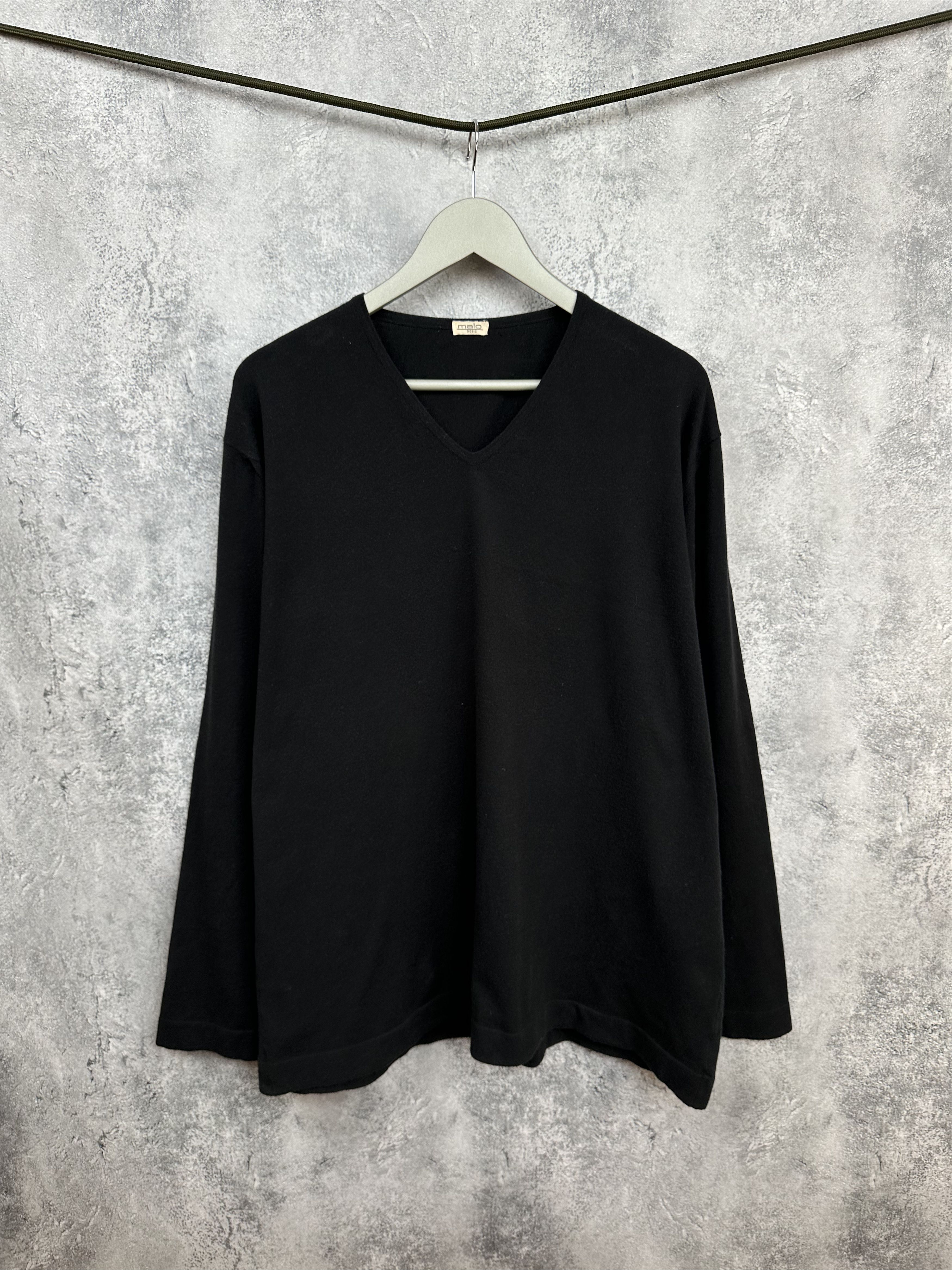 Malo Malo Sweater V-Neck Black Jumper Cotton Blend LS Pullover Size US XXL / EU 58 / 5 - 1 Thumbnail