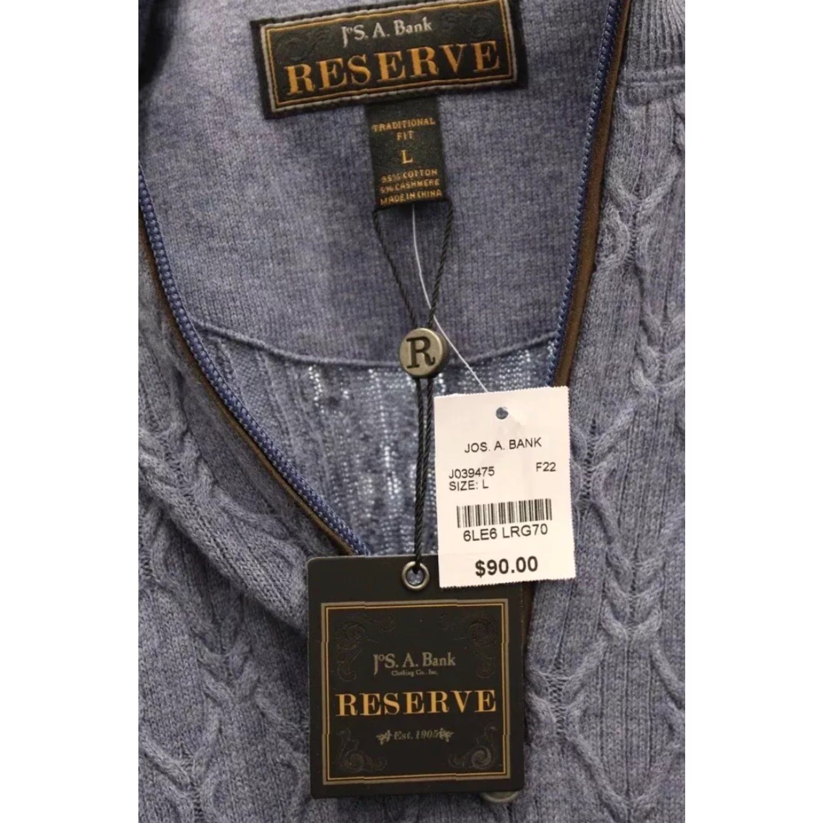 Jos. A. Bank Jos. A. Bank Reserve Sweater Men Blue L Cotton CashmereBlend Textured Pullover Shirt/Hoodie (adjusted for category) Size US L / EU 52-54 / 3 - 3 Thumbnail