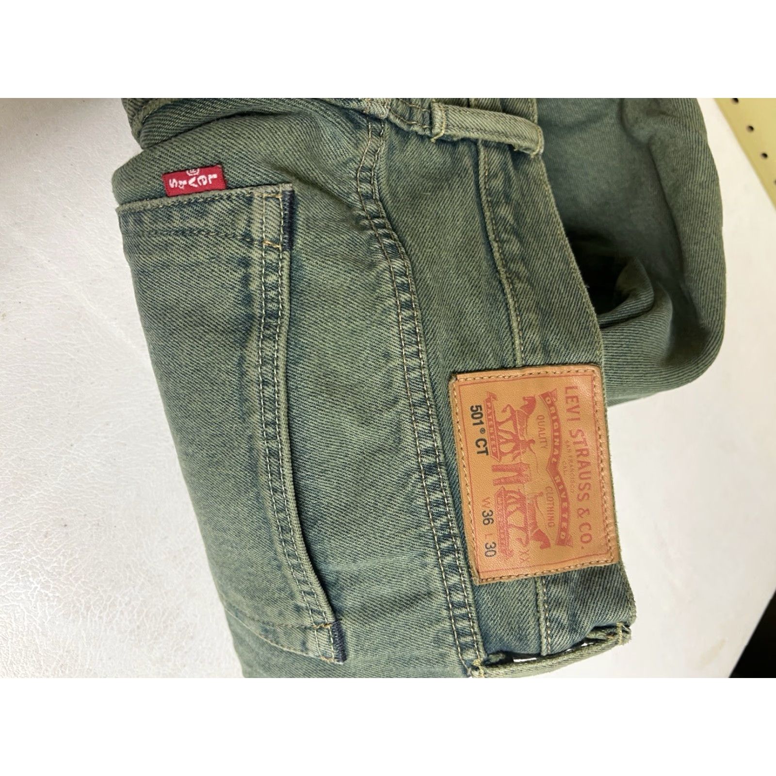 Levi's Levi’s 501 CT Jeans Mens 36 Regular Button Fly Green Denim Pants Tapered Classic Size US 36 / EU 52 - 6 Thumbnail