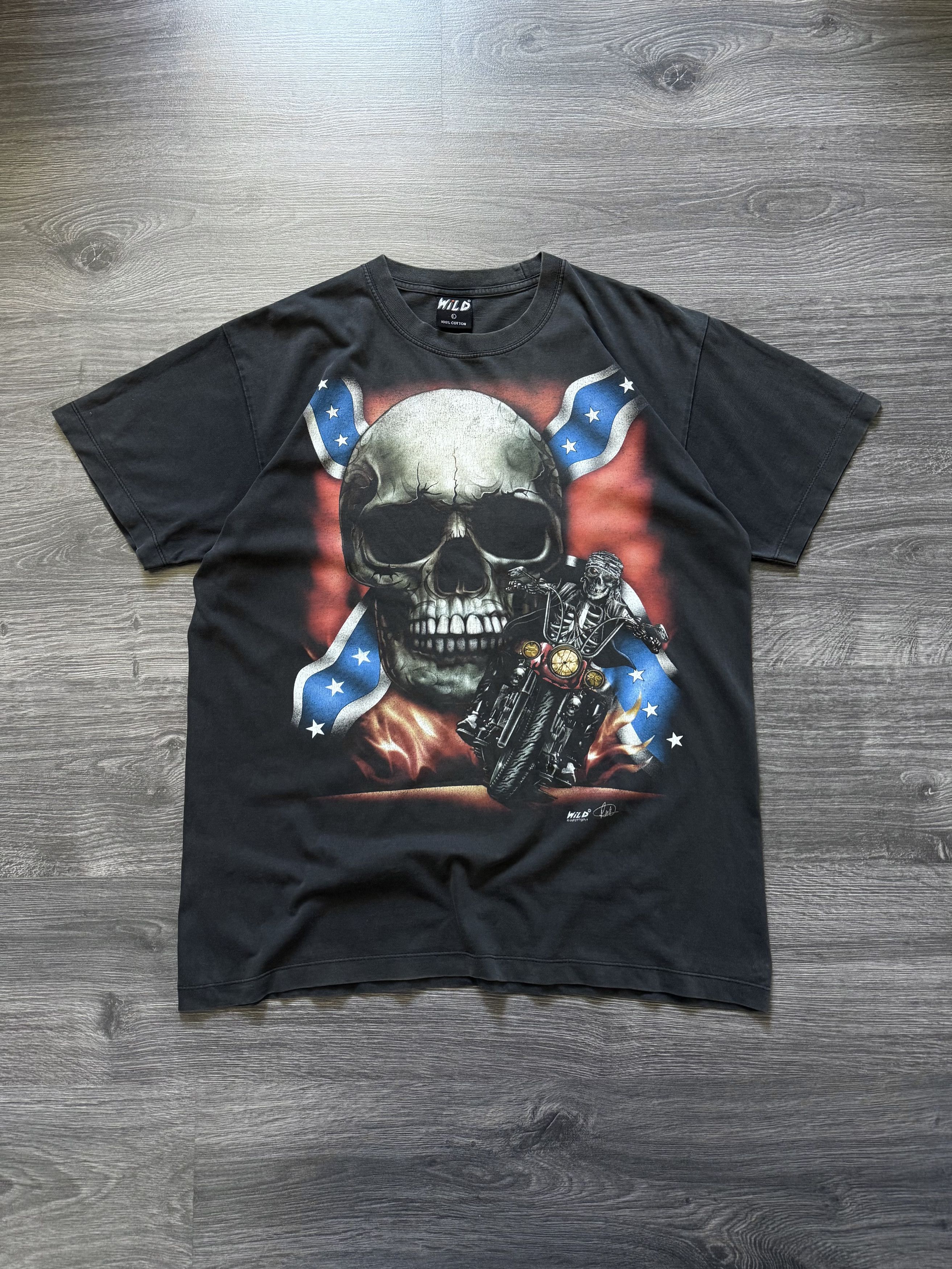 Vintage Vintage Y2K Harley Style AOP Skull Biker Tee Large Size US L / EU 52-54 / 3 - 7 Thumbnail