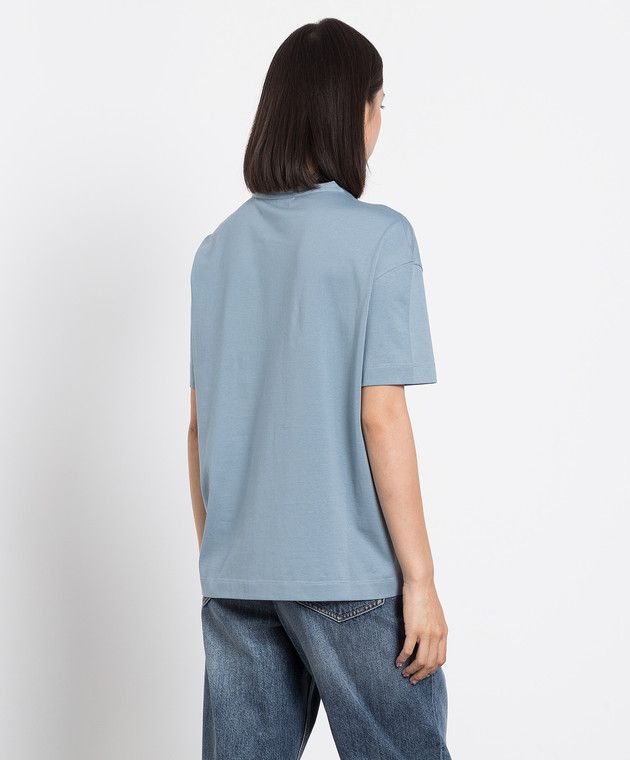 Brunello Cucinelli o1y0825 Crewneck Short Sleeves T-Shirt in Slate Blue Size 4XL / US 24-26 - 4 Thumbnail