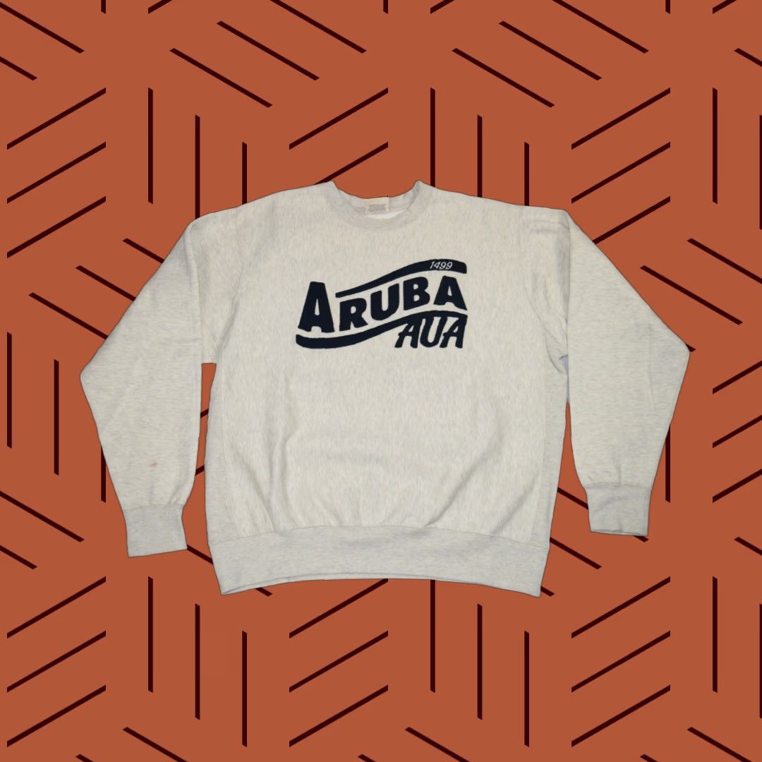 MV Sport Aruba Pro Weave Sailing Sweatshirt Crewneck Heather Gray Embroidered L Mens Graphic Sailing Pullover Knit Crew Neck