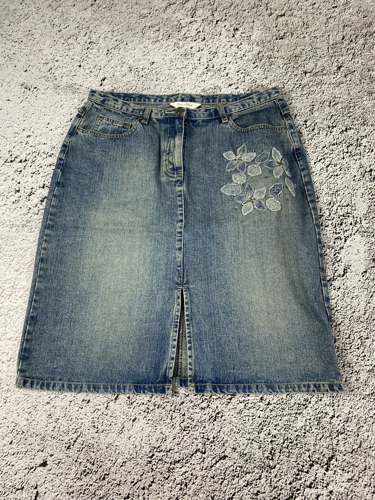 Joie de Vivre Vintage 90s Joie de Vivre denim midi skirts retro streetwear Size 34" / US 12 / IT 48 - 1 Thumbnail