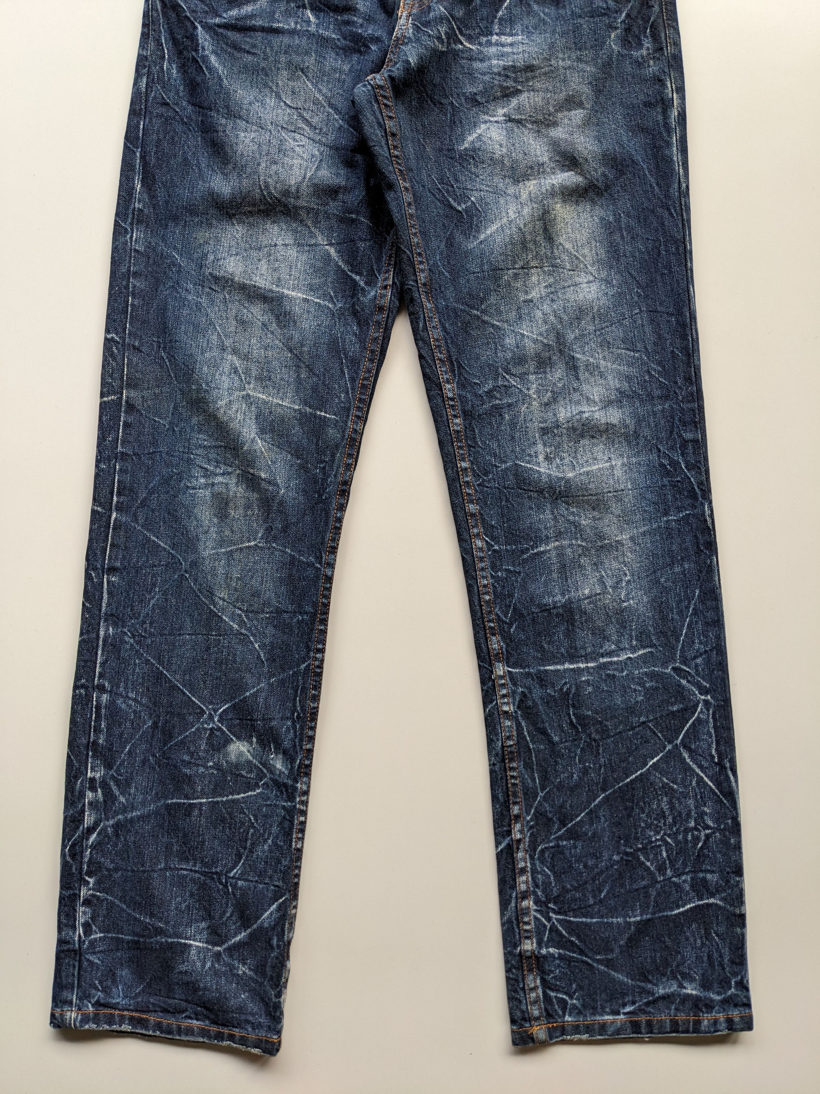 Japanese Brand Nylaus clawmark faded double waist jeans Size US 33 - 5 Thumbnail