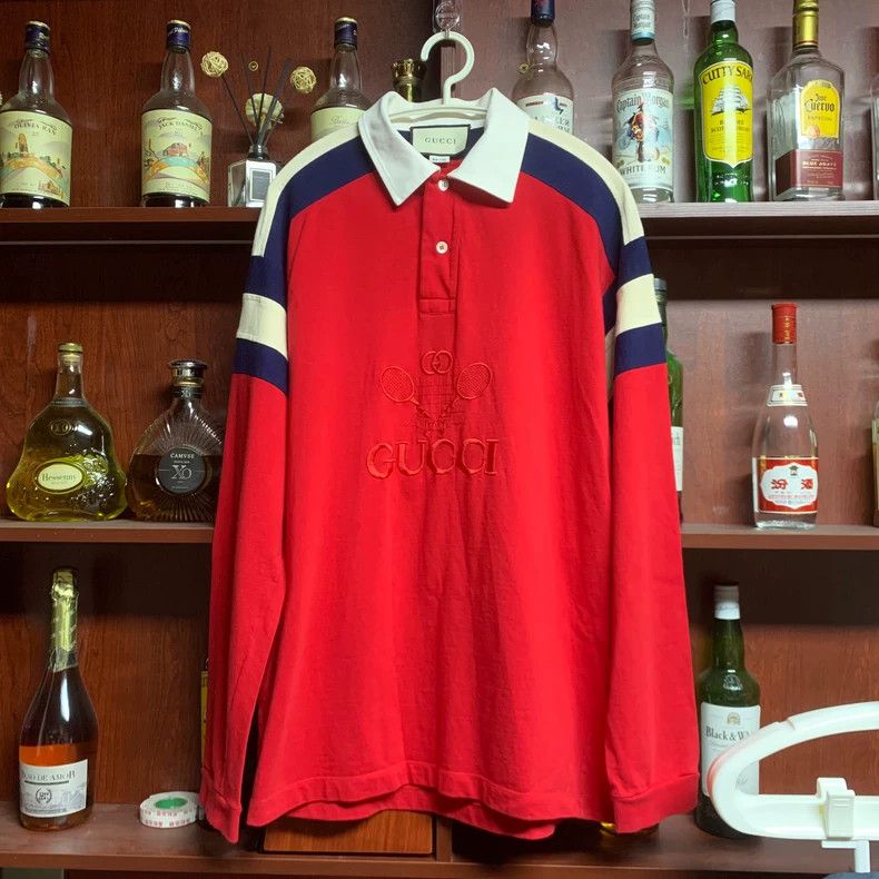 Gucci Gucci Red tennis racket logo embroidery long sleeves 2502-N Size US S / EU 44-46 / 1 - 1 Thumbnail