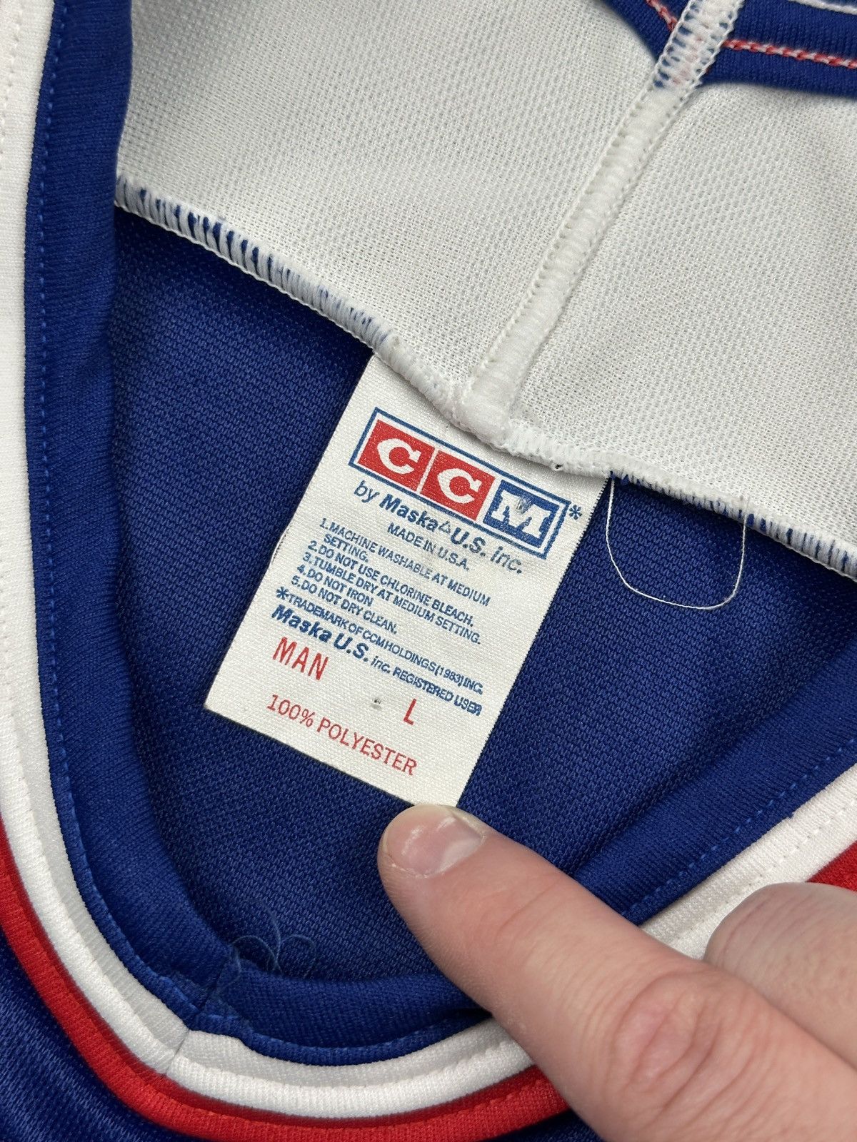 Ccm Vintage 90s Team USA Hockey CCM Rare Jersey Blue Red Large Size US L / EU 52-54 / 3 - 8 Thumbnail