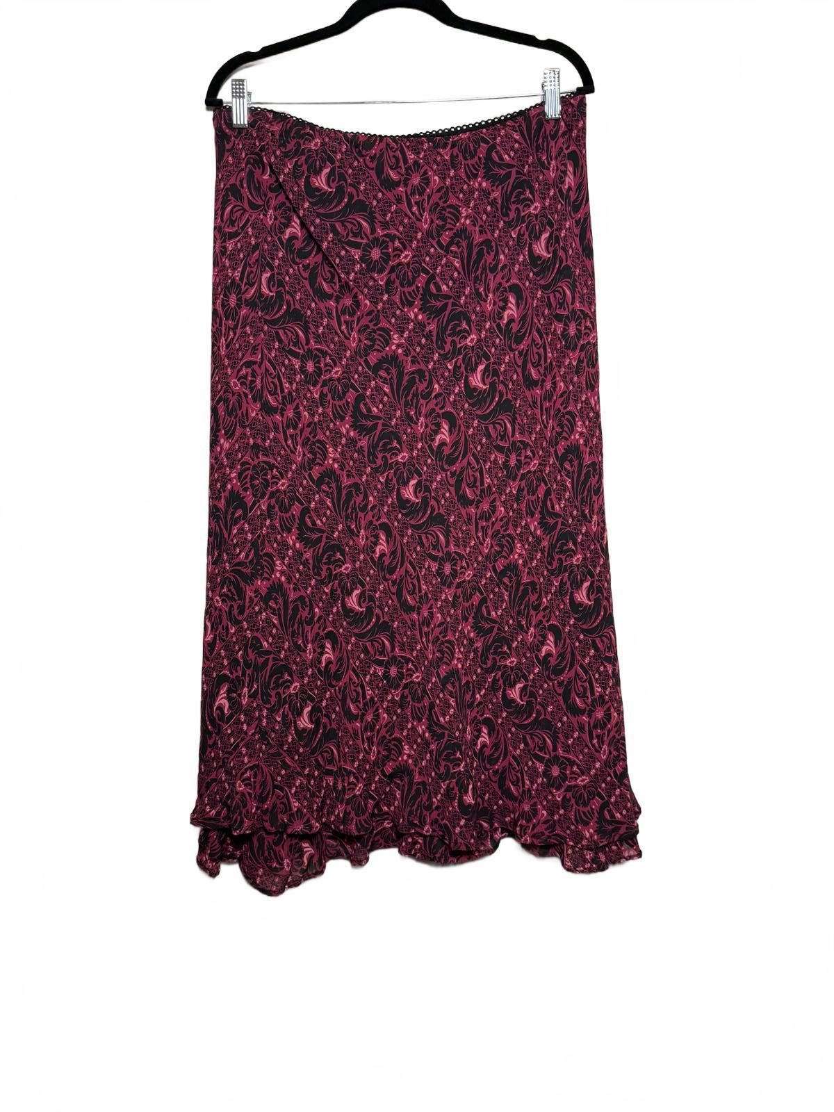 Designer Vintage Pink and Black Romantic Sheer Maxi Skirt Size 36" / US 14 / IT 50 - 4 Thumbnail