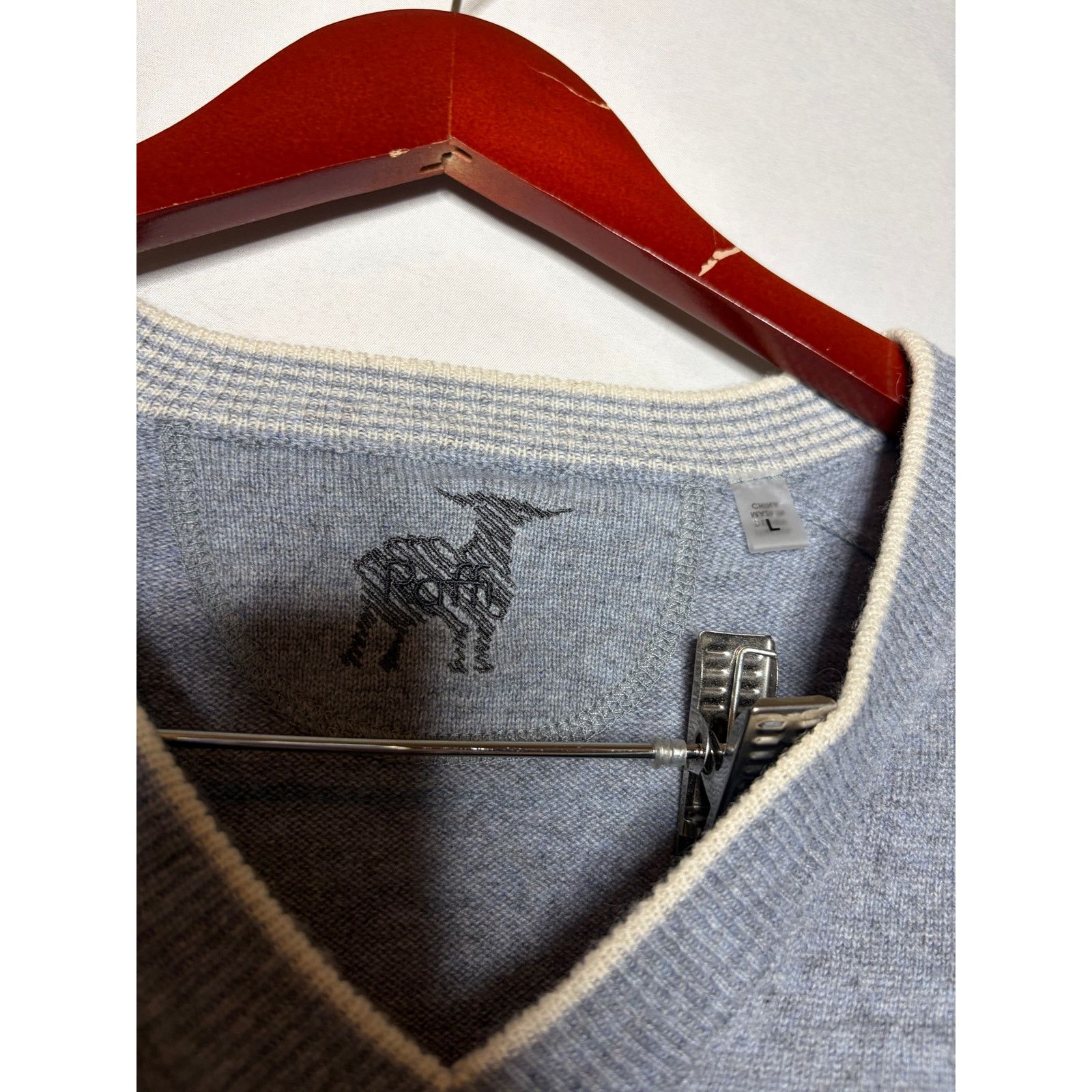 Raffi Raffi Blue Grey V neck cashmere pullover sz L Size US L / EU 52-54 / 3 - 2 Thumbnail