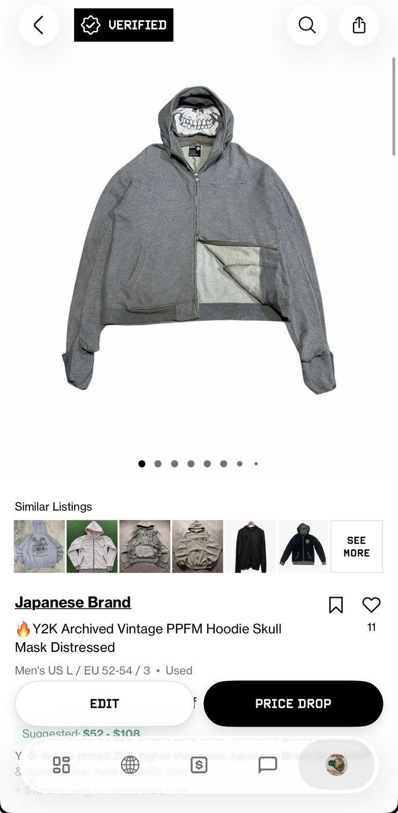 PPFM 🔥Y2K Archived Vintage PPFM Hoodie Skull Mask Distressed Size US L / EU 52-54 / 3 - 17 Thumbnail