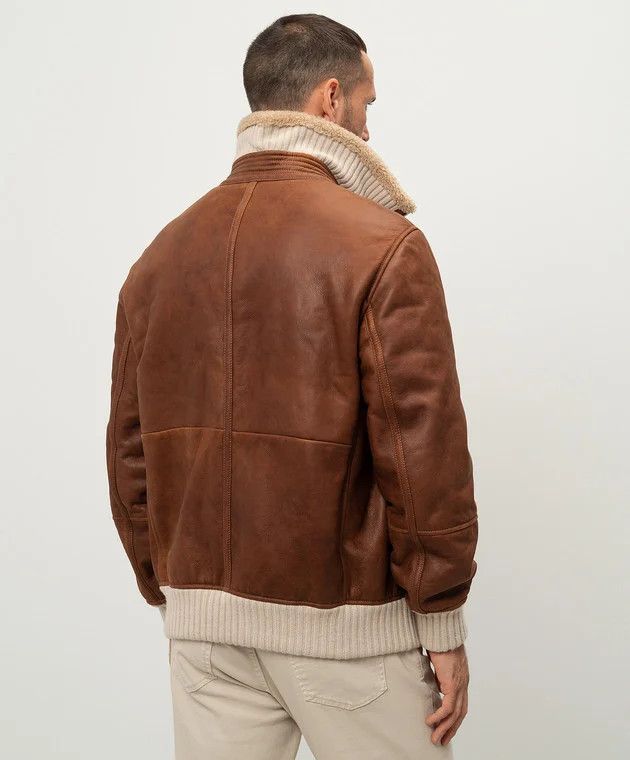Brunello Cucinelli o1w1db10226 Lamb Fur Shearling Jacket in Brown Size US XL / EU 56 / 4 - 3 Thumbnail