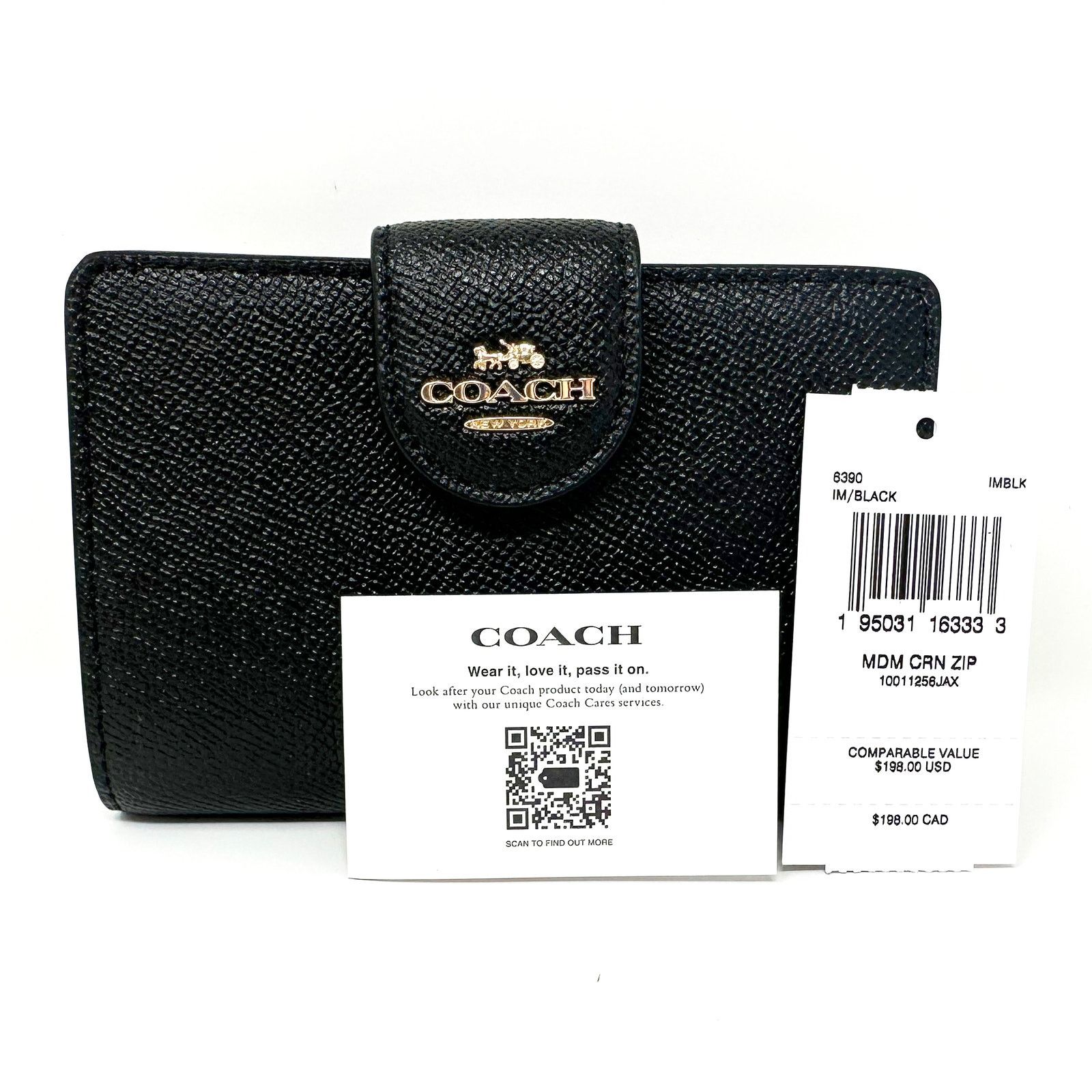 Coach Coach Medium Corner Zip Wallet in Black Leather 6390 Size ONE SIZE - 7 Thumbnail