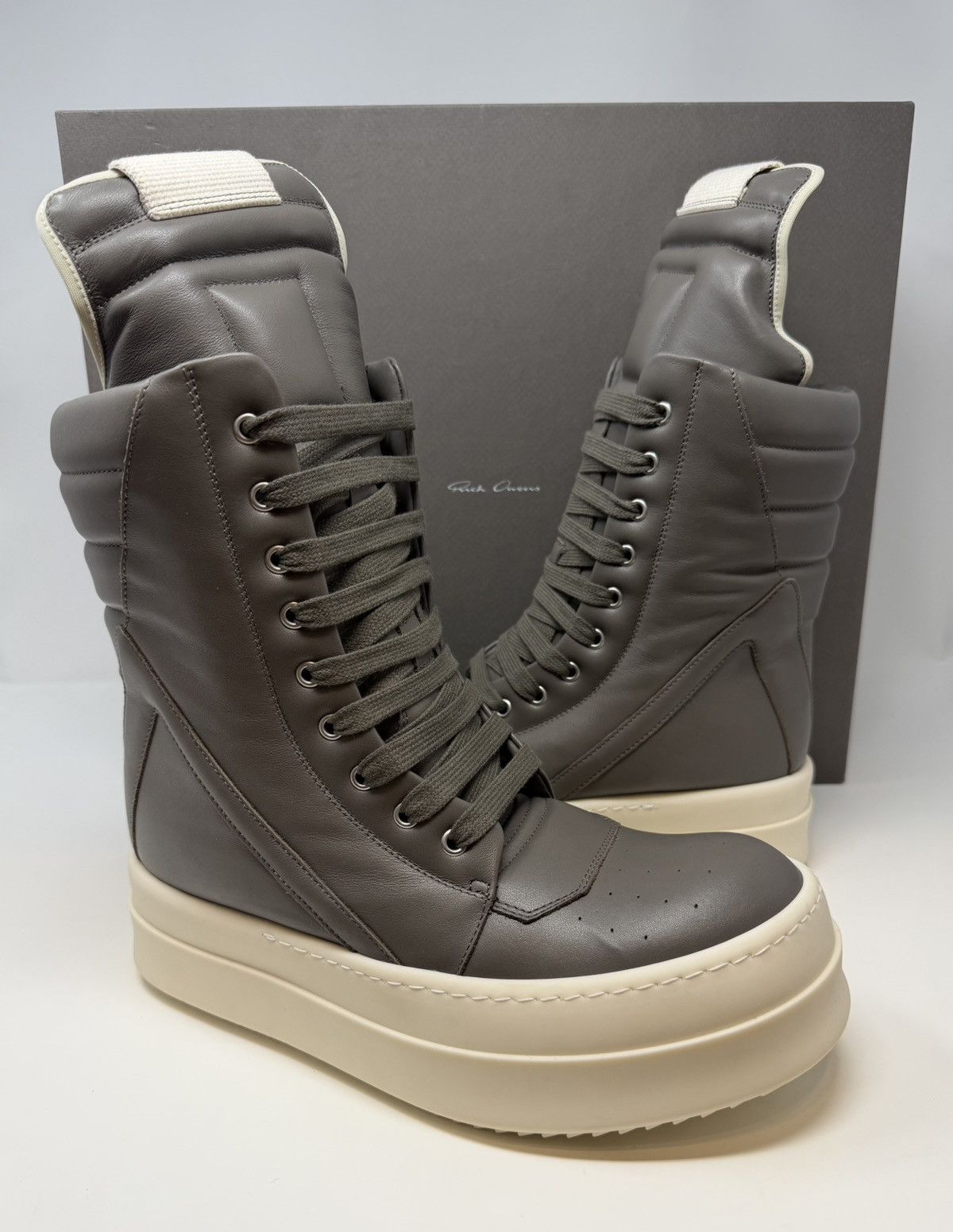 Rick Owens Rick Owens Runway Mega Geobasket High Sneaker Grey Size US 7 / EU 40 - 1 Thumbnail