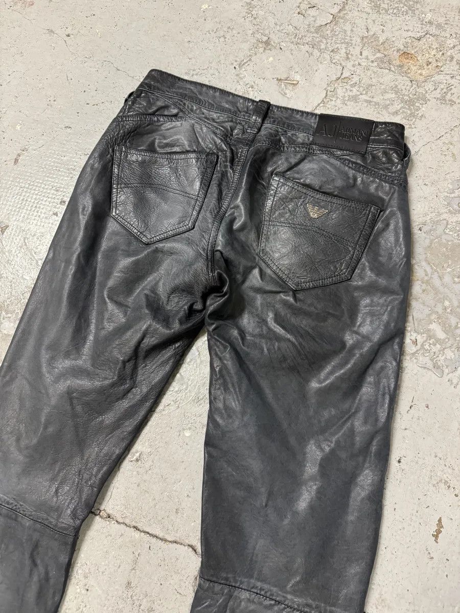 Armani × Designer × Vintage 2000s Armani Navy Lamb Leather Slim Pants Size US 30 / EU 46 - 7 Thumbnail
