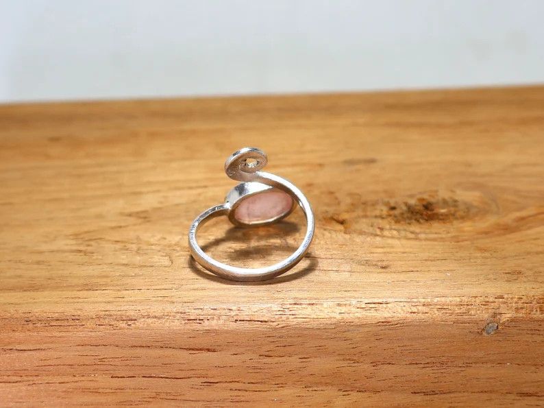 Handmade Handmade Rose Quartz Sterling Silver Adjustable Ring, Gifts Size ONE SIZE - 5 Thumbnail
