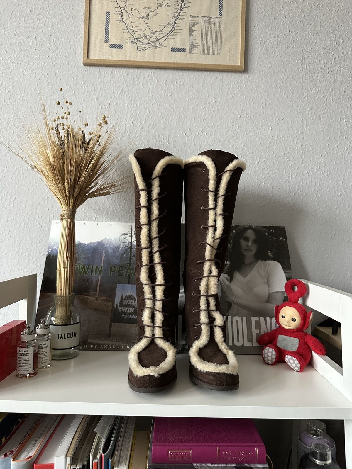 20471120 × If Six Was Nine Vintage Suede Fur Lace Up Boots Heels y2k Bratz Size US 7 / IT 37 - 3 Thumbnail