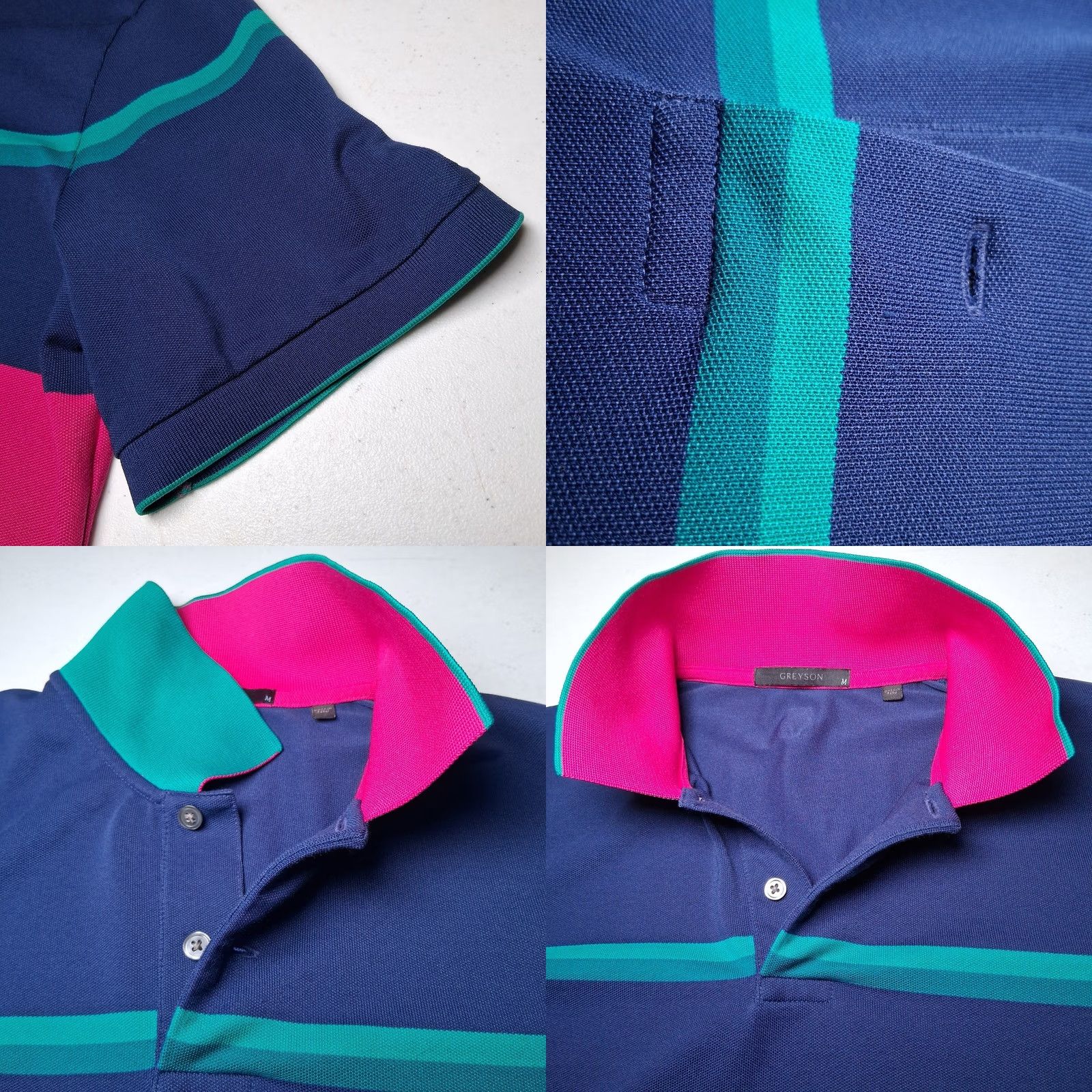 Vintage Greyson Polo Shirt Men M Woven Pima Cotton Blend Pink Blue Striped Golf Golfing Size US M / EU 48-50 / 2 - 9 Thumbnail