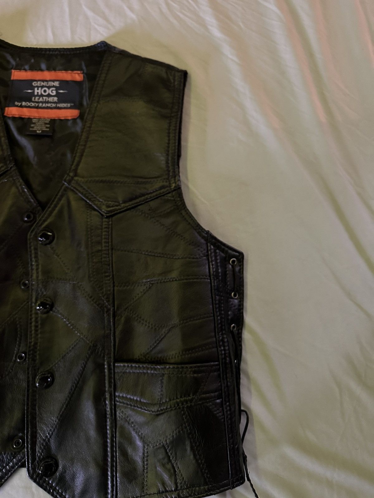 Genuine Leather × Leather × Vintage All Black Hog Leather Biker Vest!!🤘🏾🤘🏾 Size US M / EU 48-50 / 2 - 1 Thumbnail