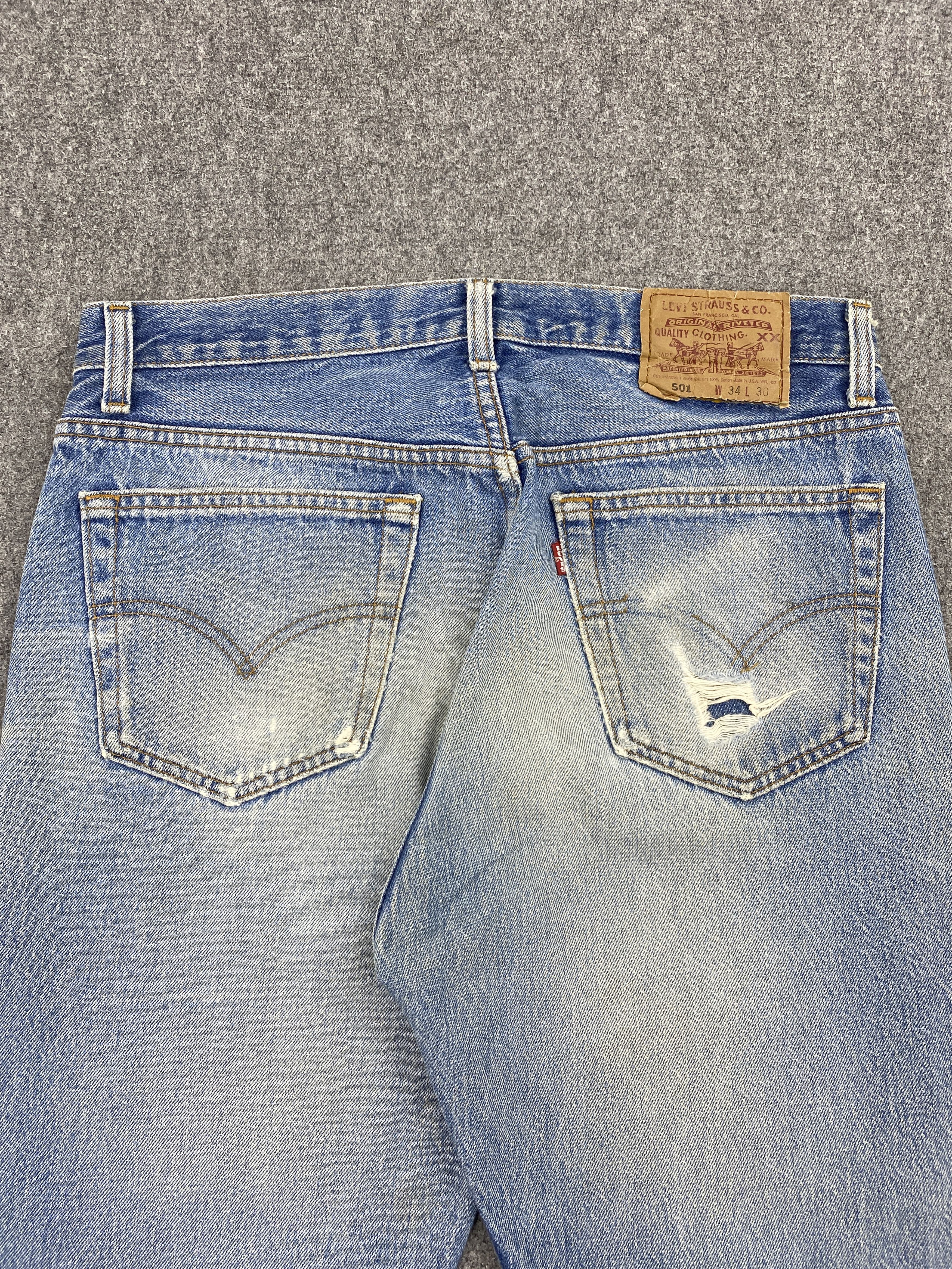 Levi's Levi's 501 Faded Blue Distressed Vintage Jeans DJ0018Z Size US 32 / EU 48 - 4 Thumbnail