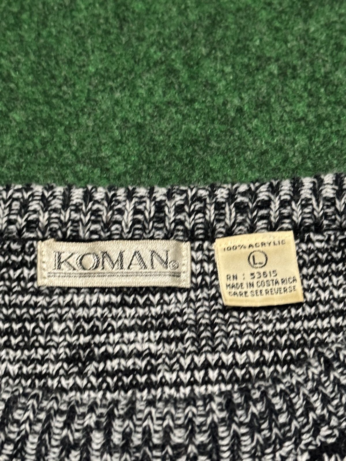 Koman Vintage 80s Abstract Cosby Retro Black White Lrg Sweater Size US L / EU 52-54 / 3 - 3 Thumbnail