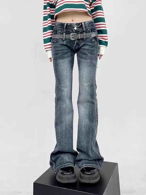 VIBE Vintage Street Hip Hop Y2K Micro Flare Jeans Size US 28 / EU 44 - 6 Thumbnail